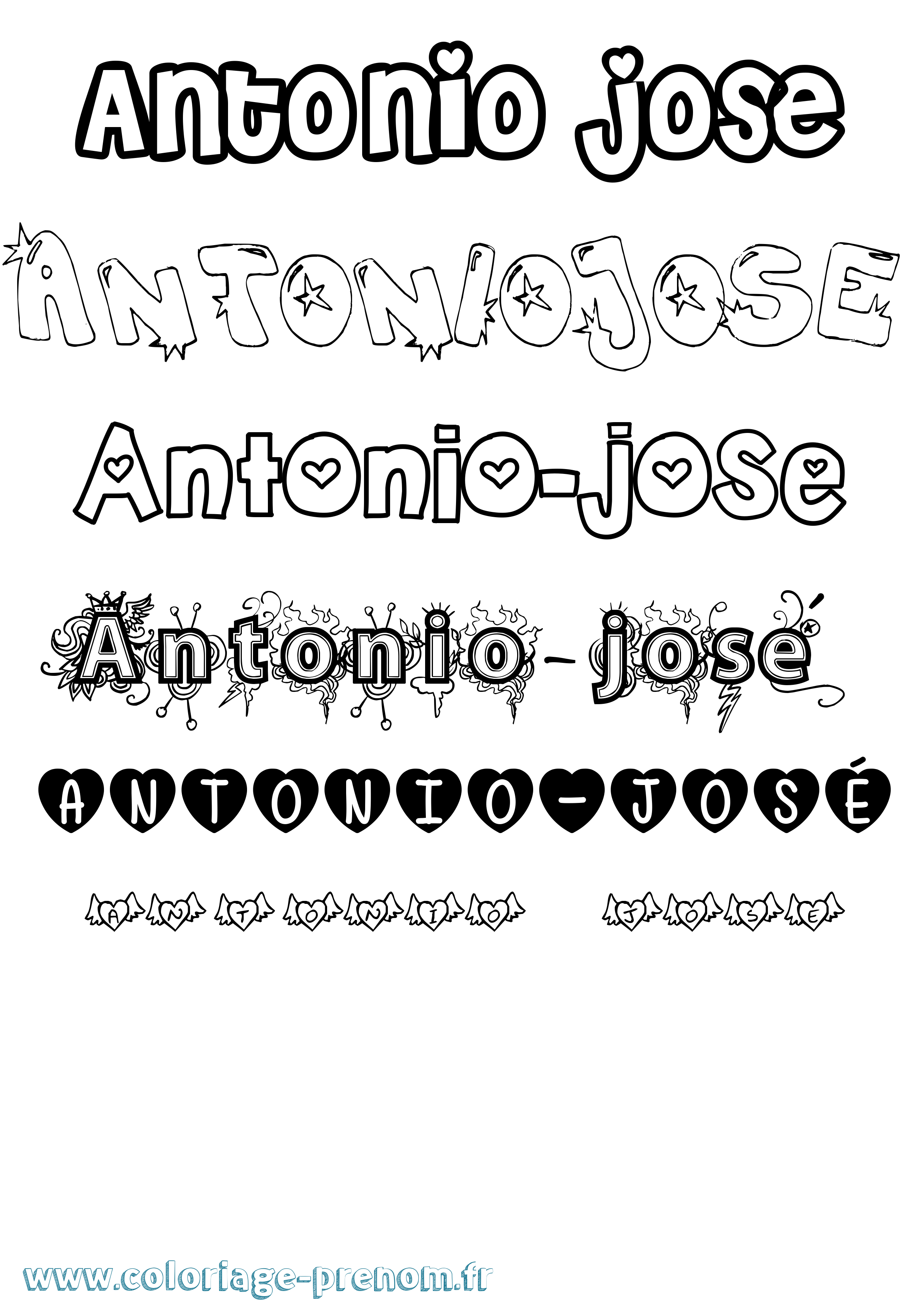 Coloriage Antonio-José Girly Coloriage prénom Antonio-José Girly