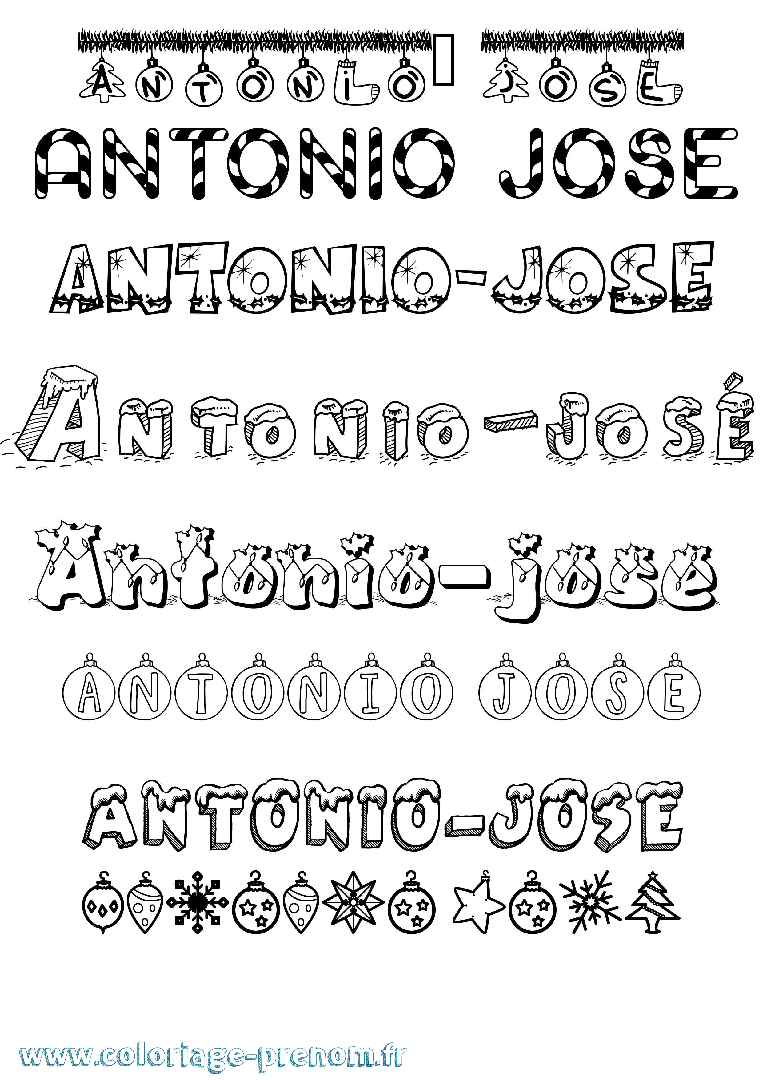 Coloriage Antonio-José Noël Coloriage prénom Antonio-José Noël