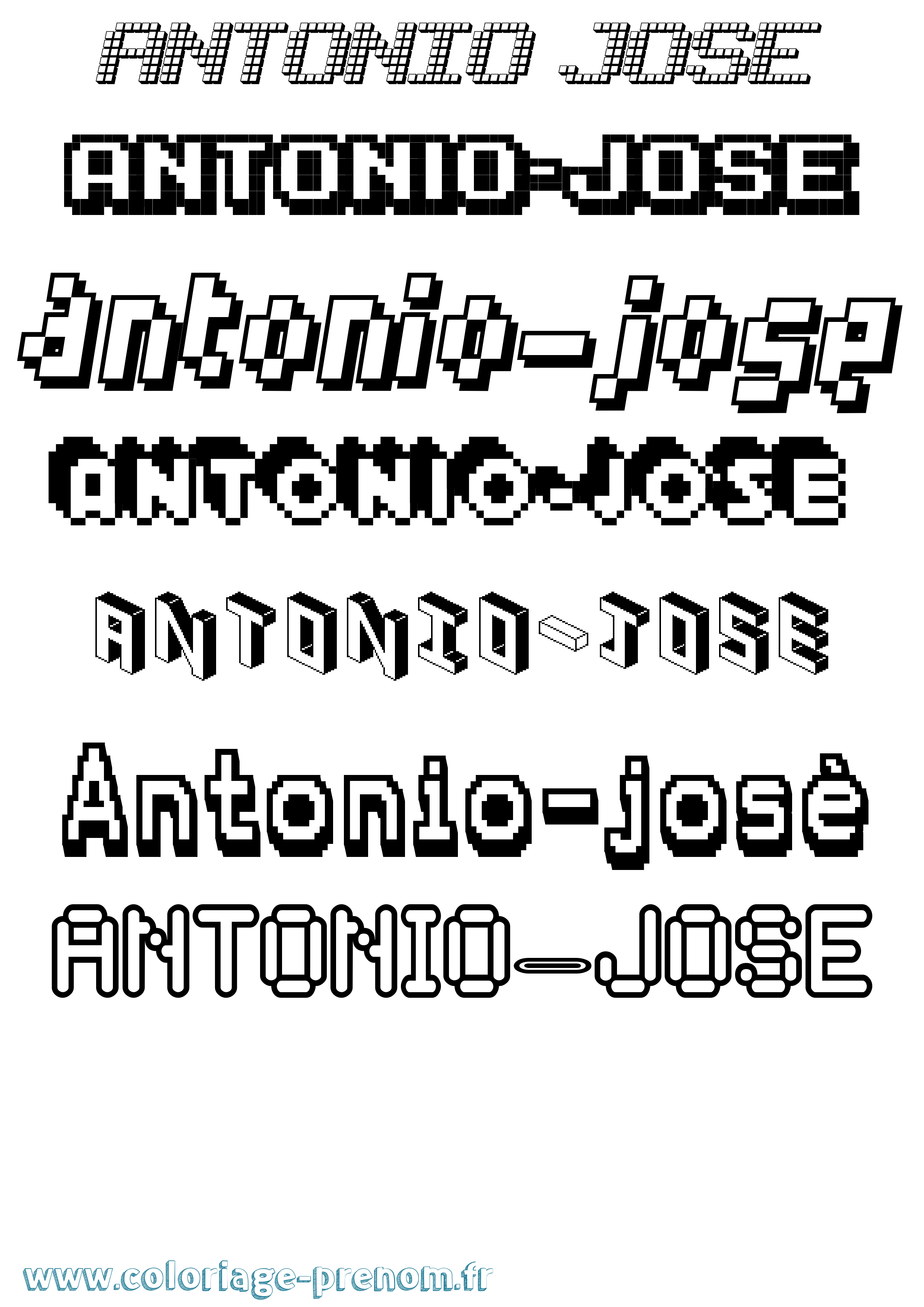Coloriage Antonio-José Pixel Coloriage prénom Antonio-José Pixel
