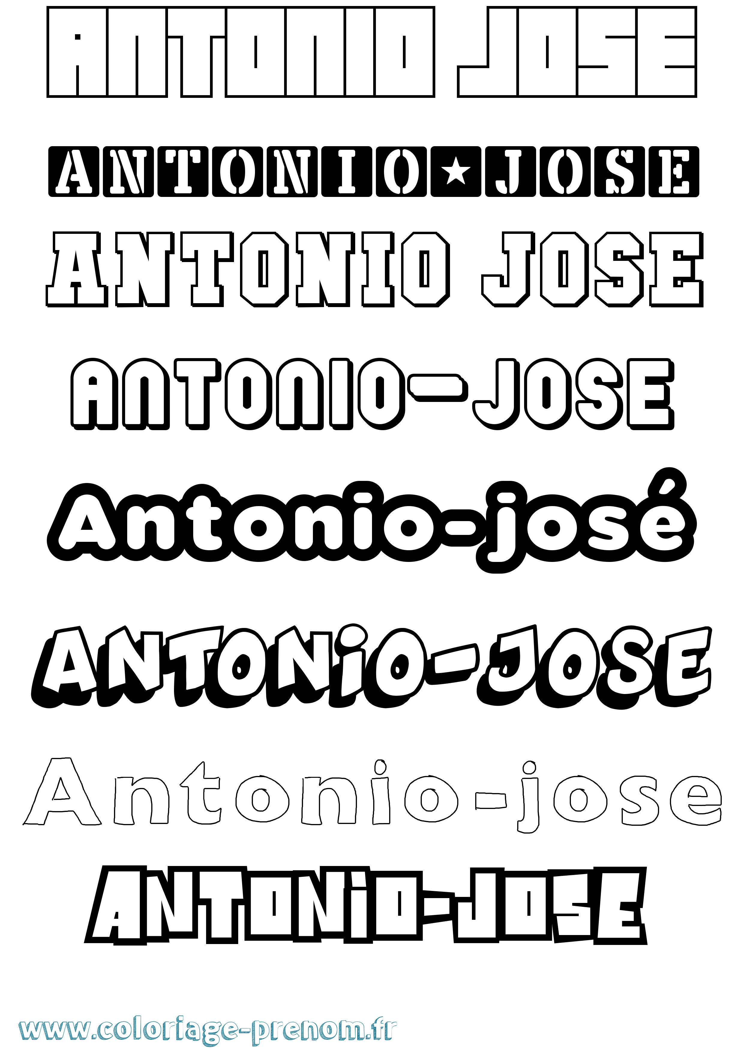 Coloriage Antonio-José Simple Coloriage prénom Antonio-José Simple