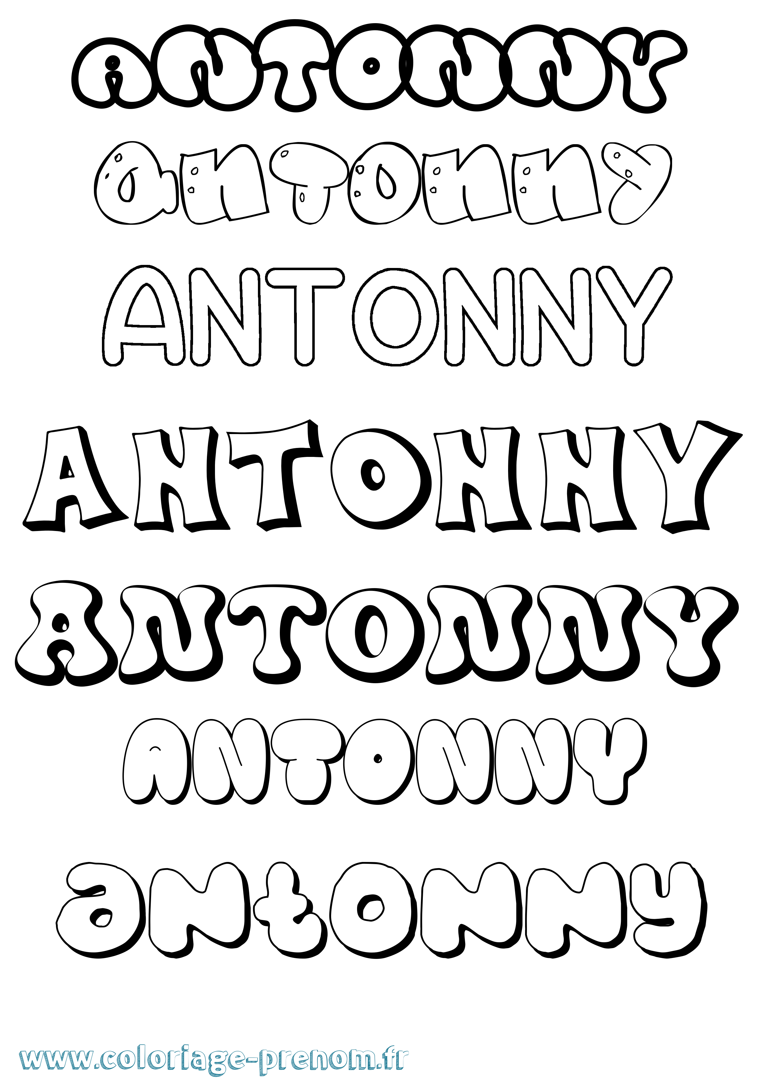 Coloriage Antonny Bubble Coloriage prénom Antonny Bubble