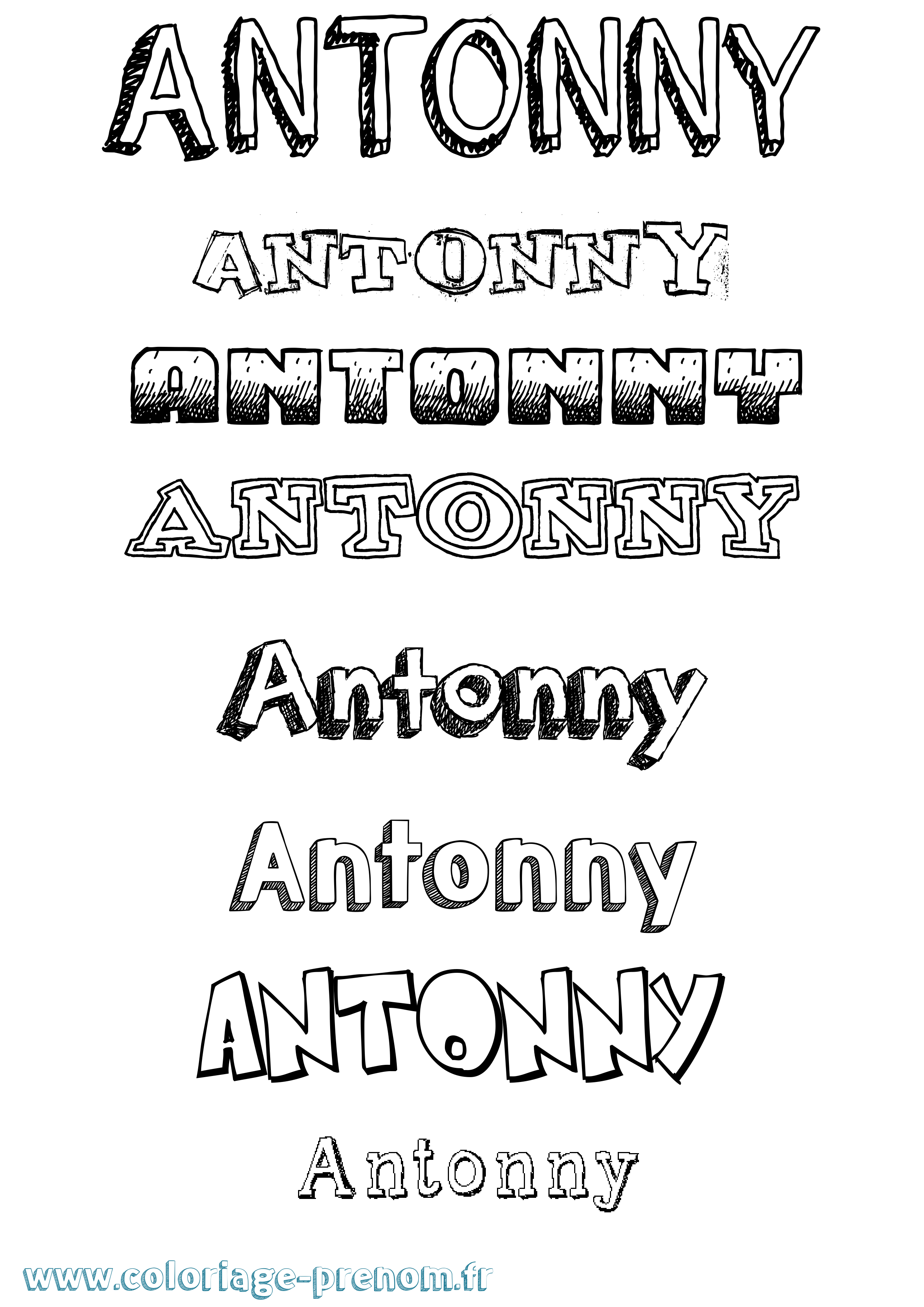 Coloriage Antonny Dessiné Coloriage prénom Antonny Dessiné