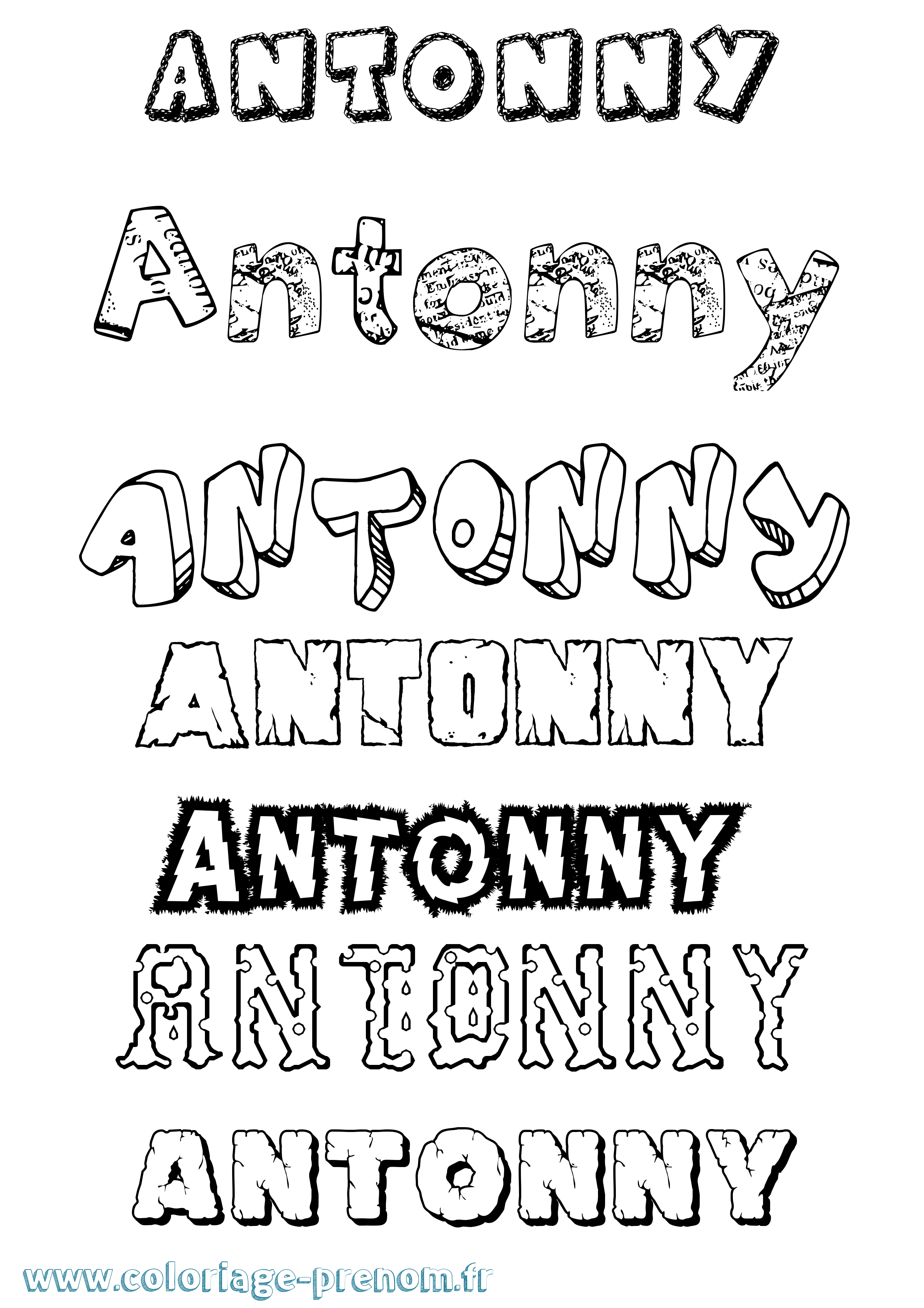 Coloriage Antonny Destructuré Coloriage prénom Antonny Destructuré