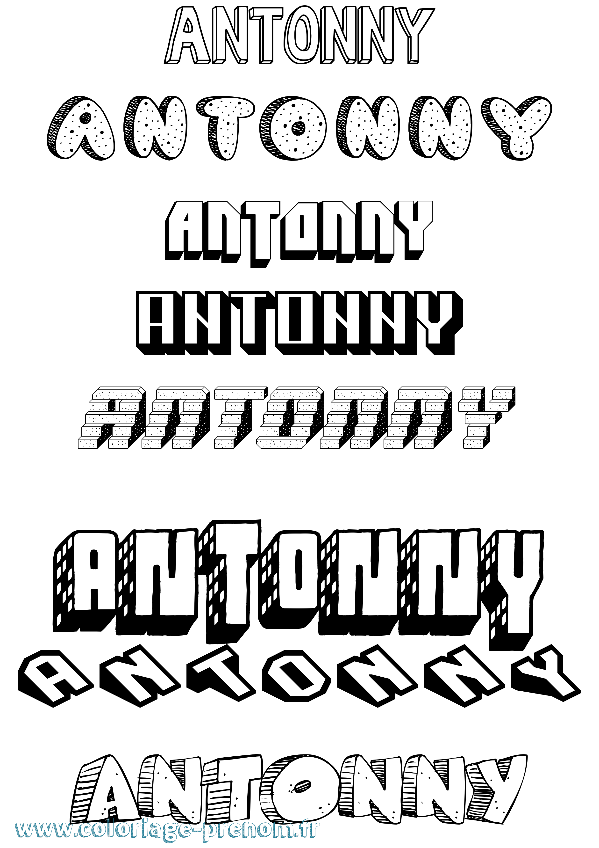 Coloriage Antonny Effet 3D Coloriage prénom Antonny Effet 3D