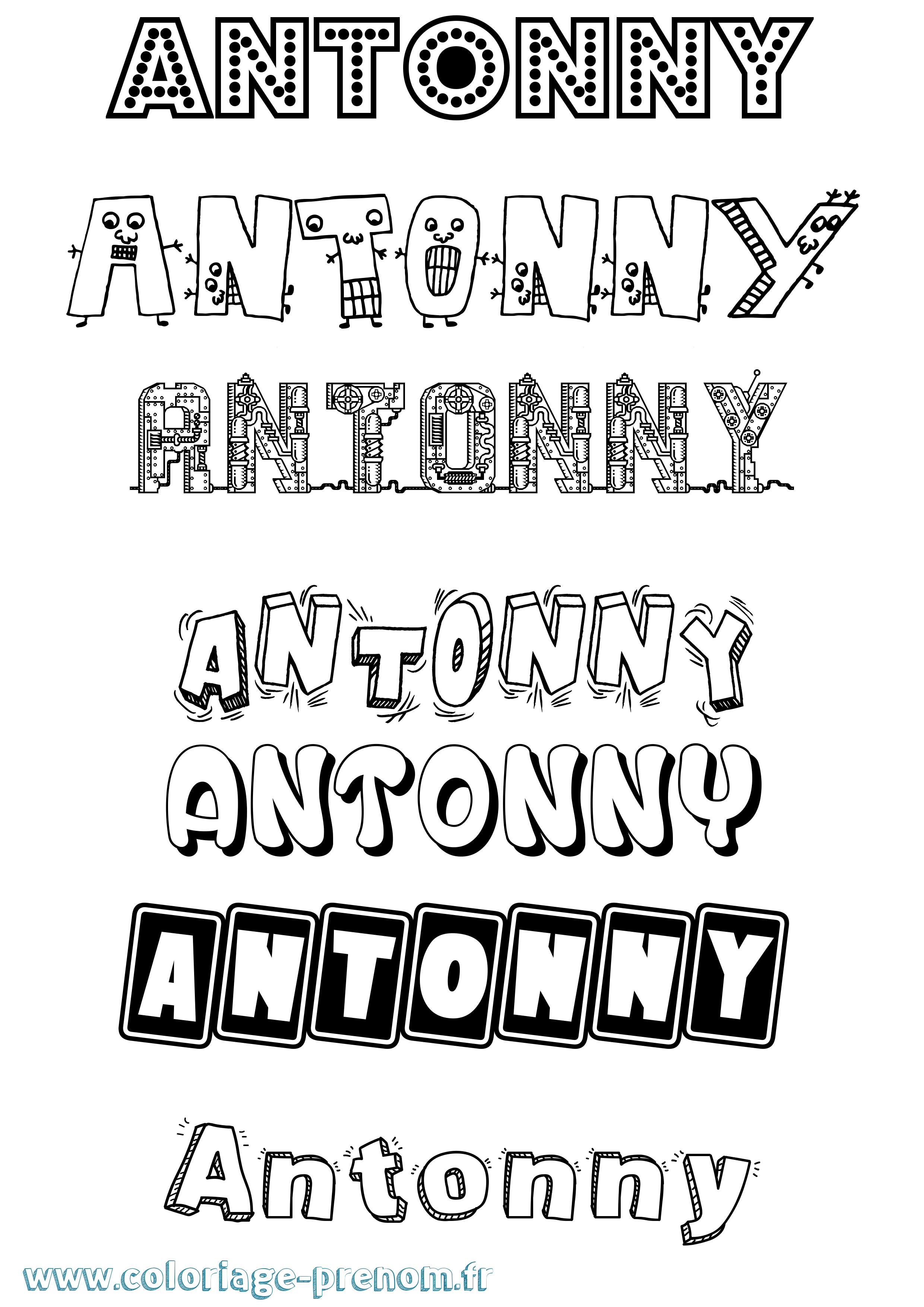 Coloriage Antonny Fun Coloriage prénom Antonny Fun