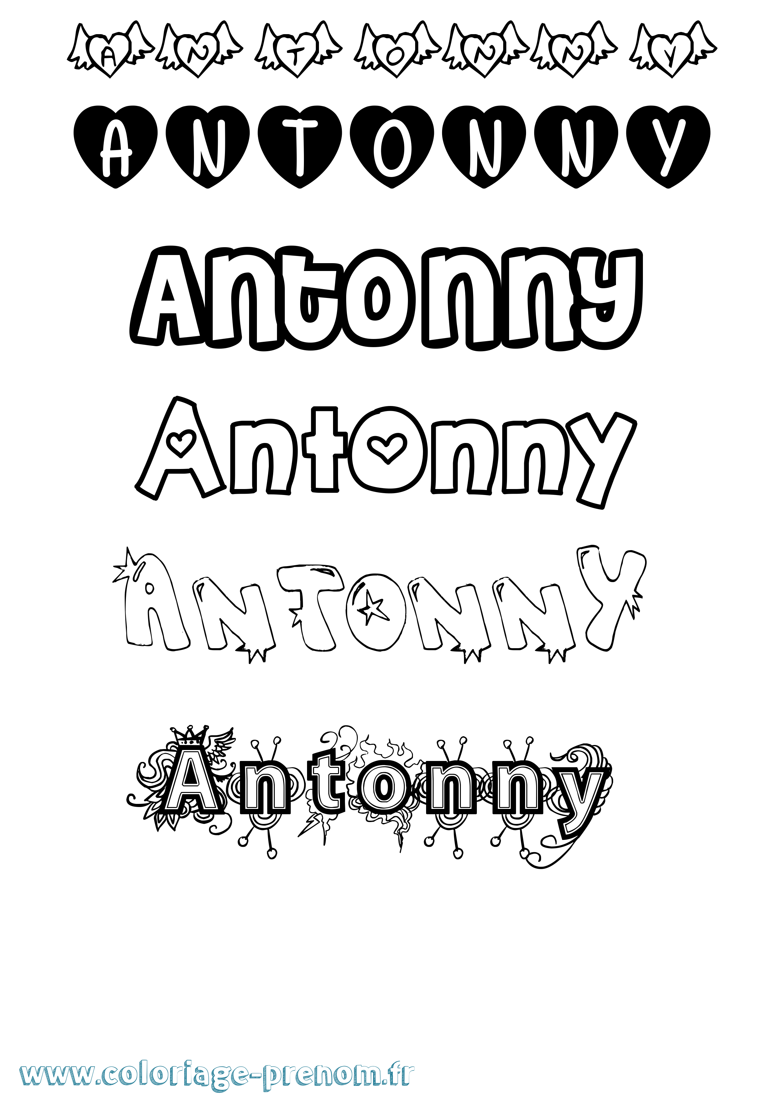 Coloriage Antonny Girly Coloriage prénom Antonny Girly