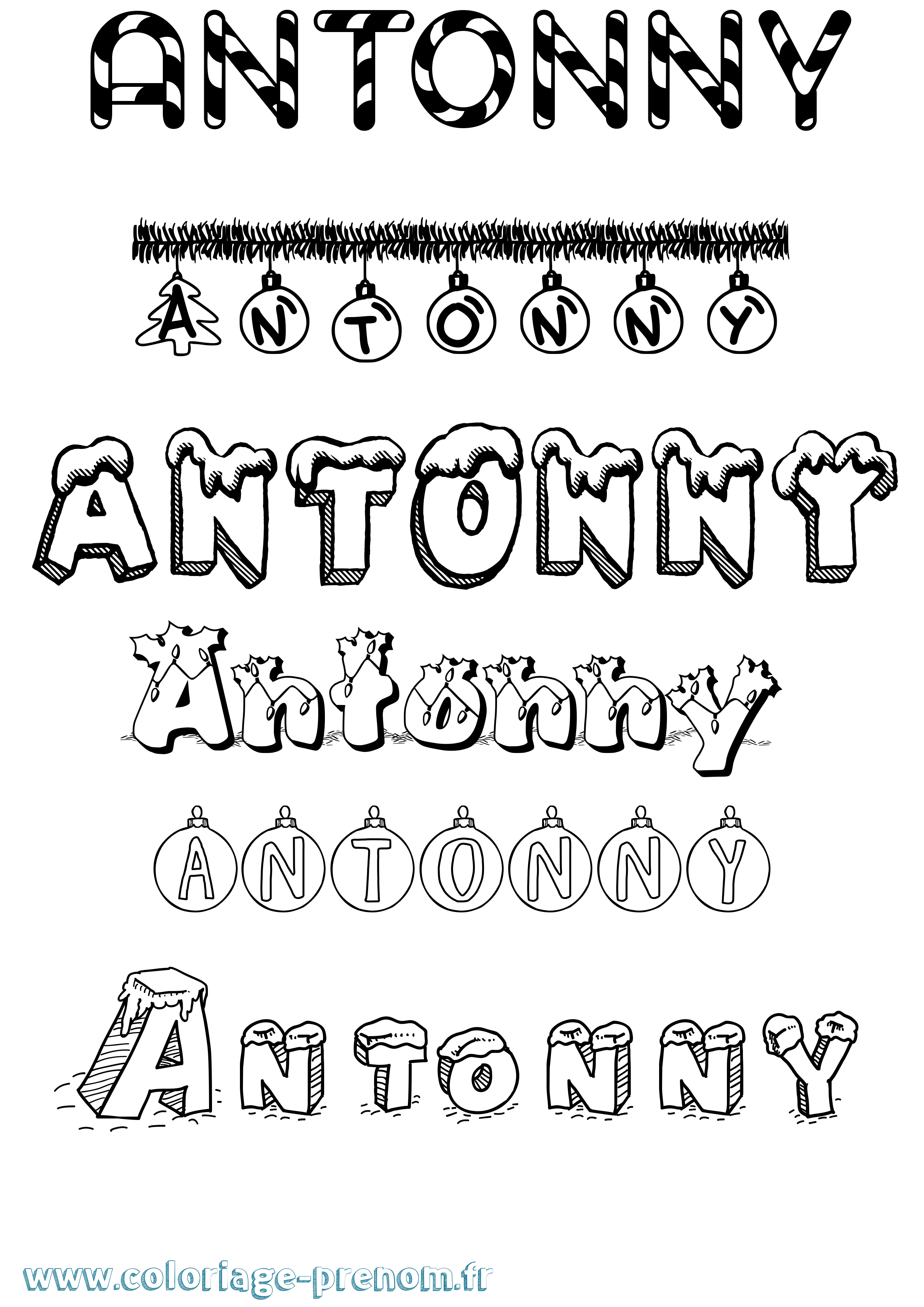 Coloriage Antonny Noël Coloriage prénom Antonny Noël