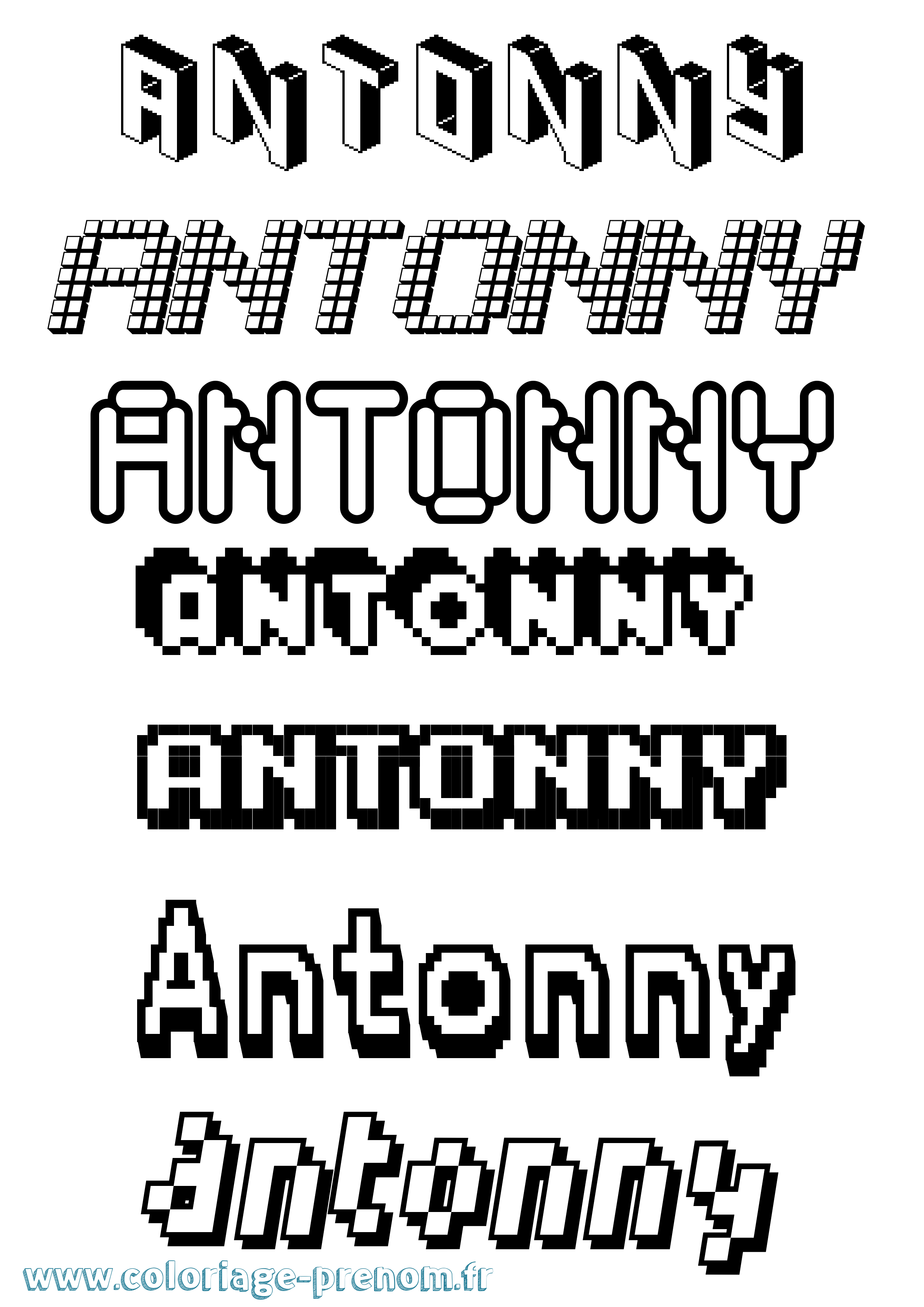 Coloriage Antonny Pixel Coloriage prénom Antonny Pixel
