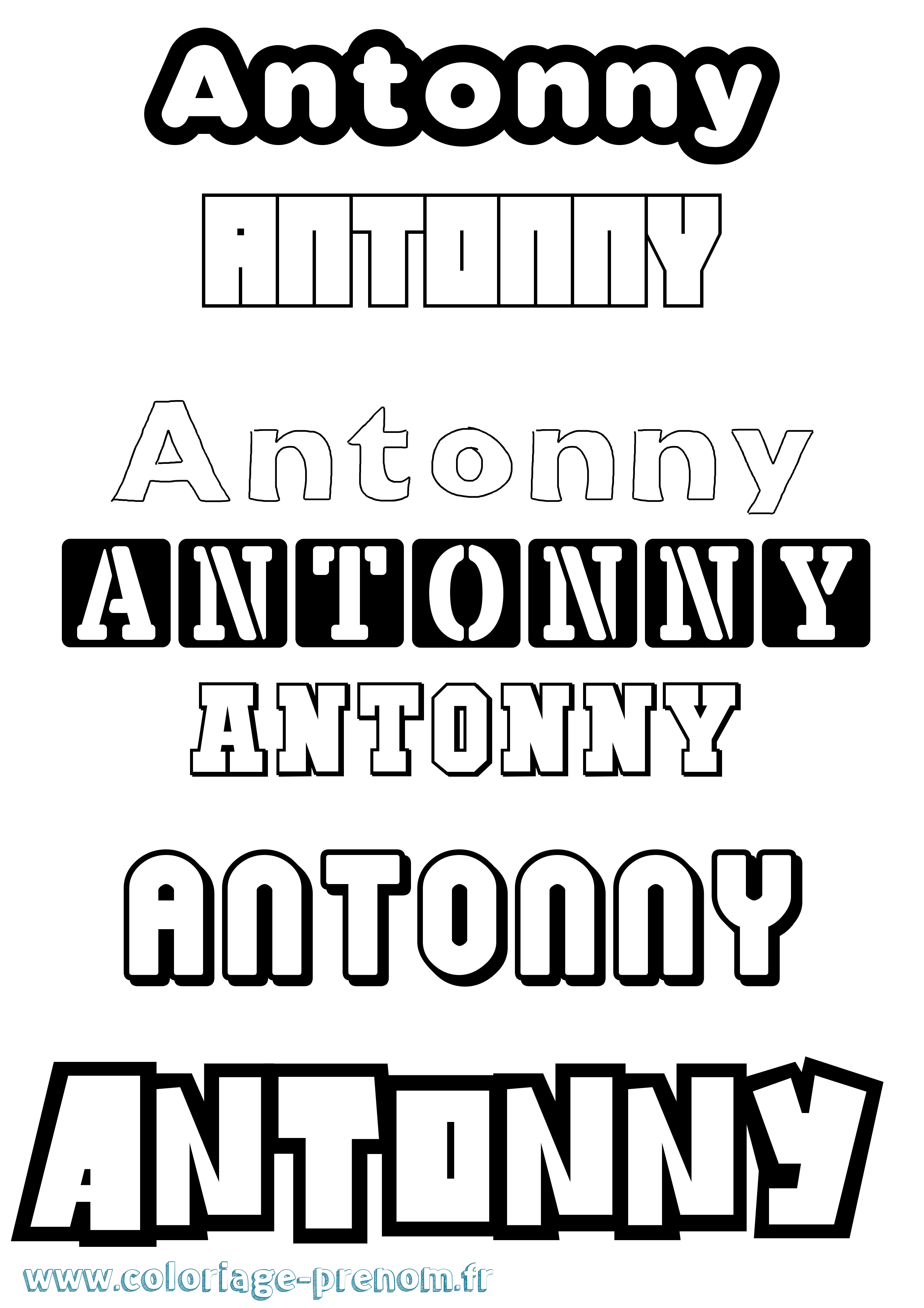 Coloriage Antonny Simple Coloriage prénom Antonny Simple