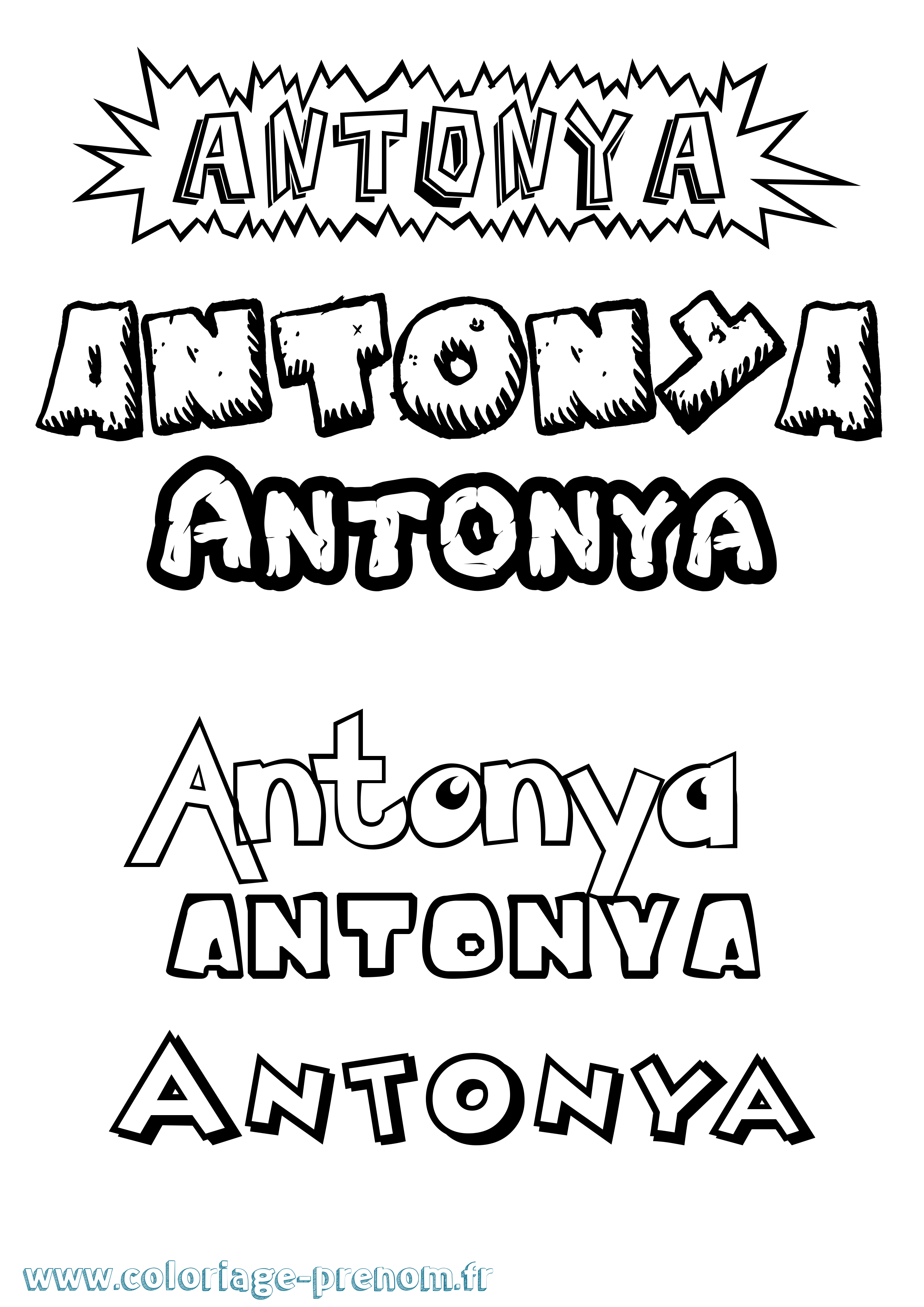 Coloriage Antonya Dessin Animé Coloriage prénom Antonya Dessin Animé