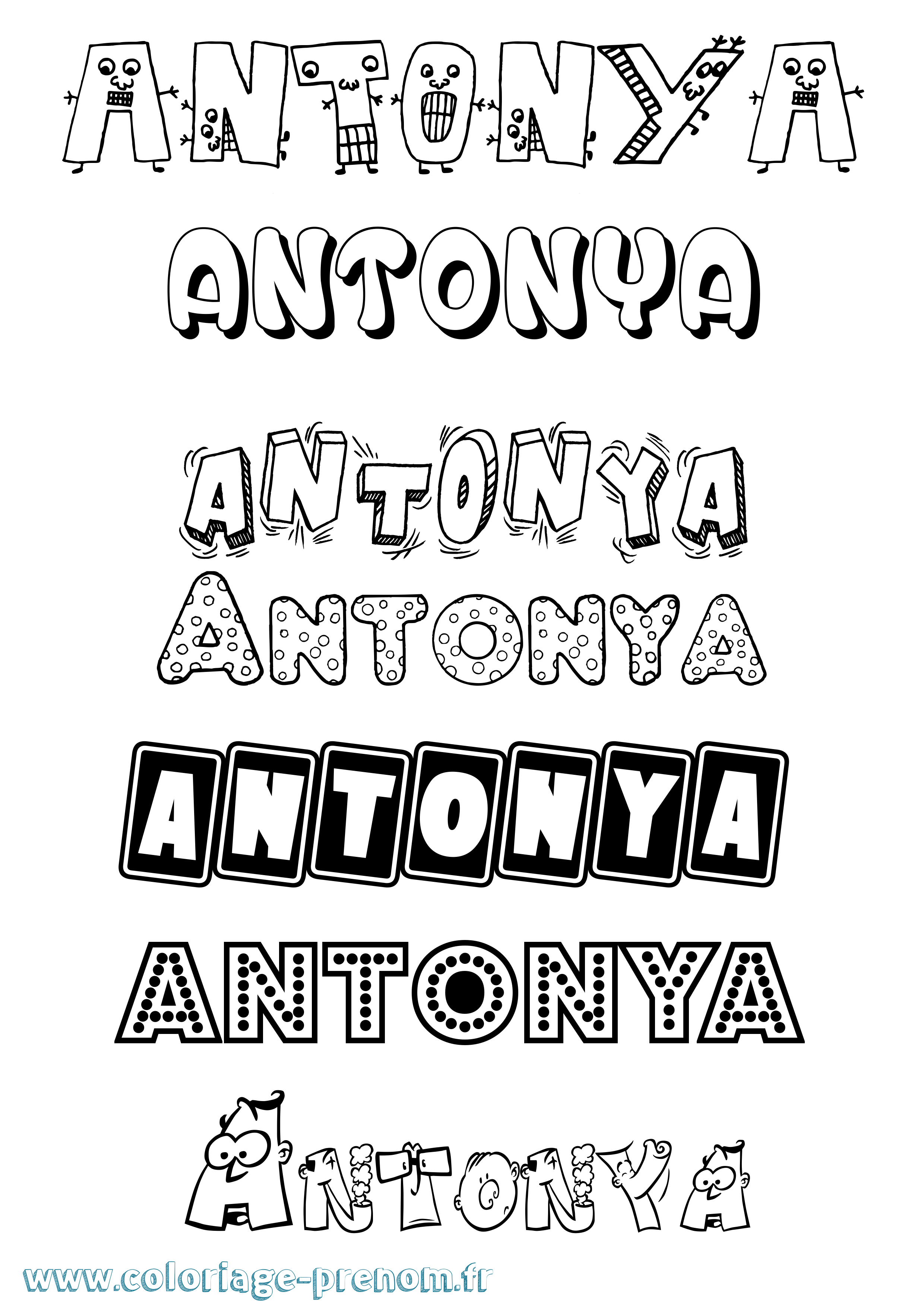 Coloriage Antonya Fun Coloriage prénom Antonya Fun