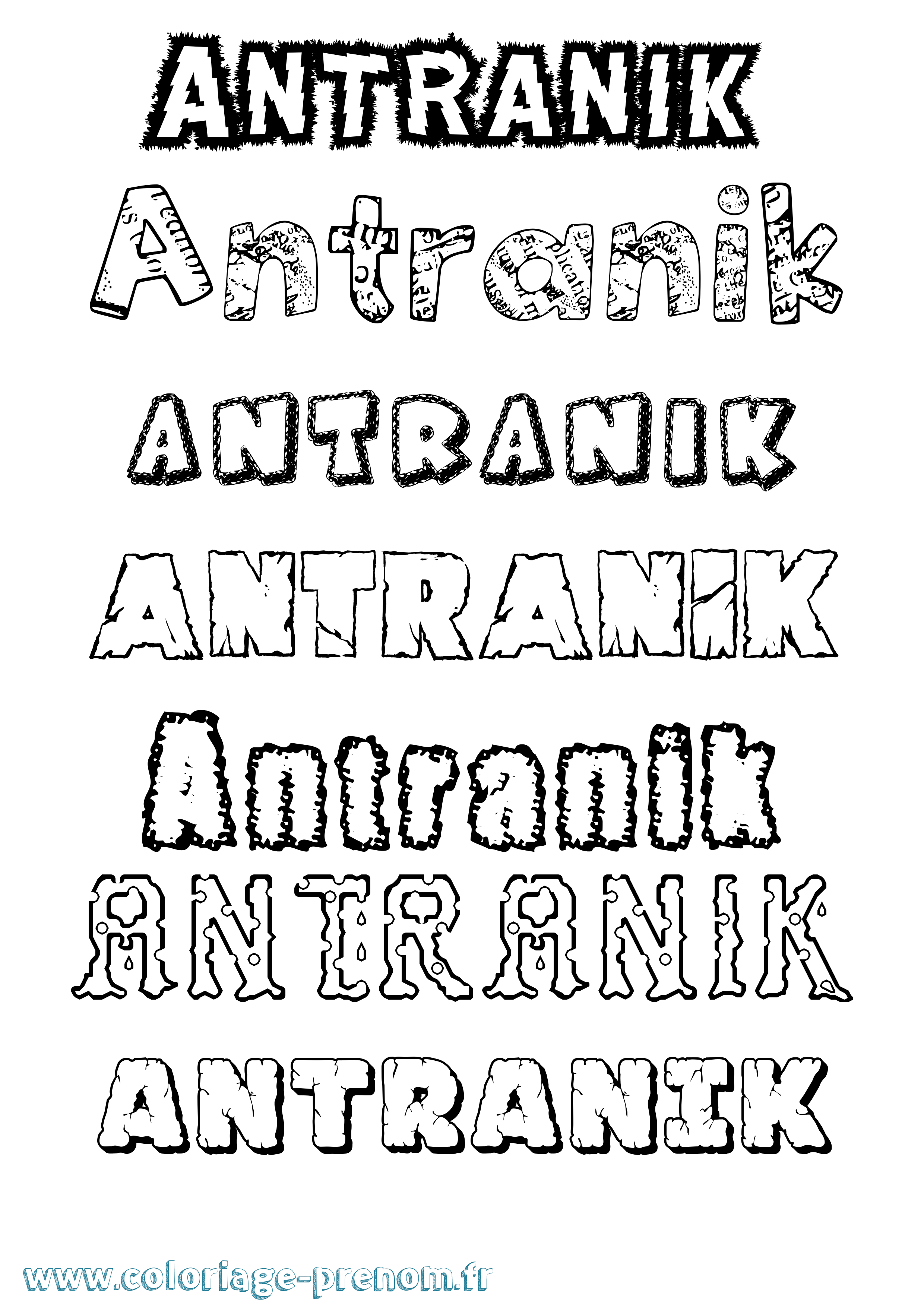 Coloriage Antranik Destructuré Coloriage prénom Antranik Destructuré