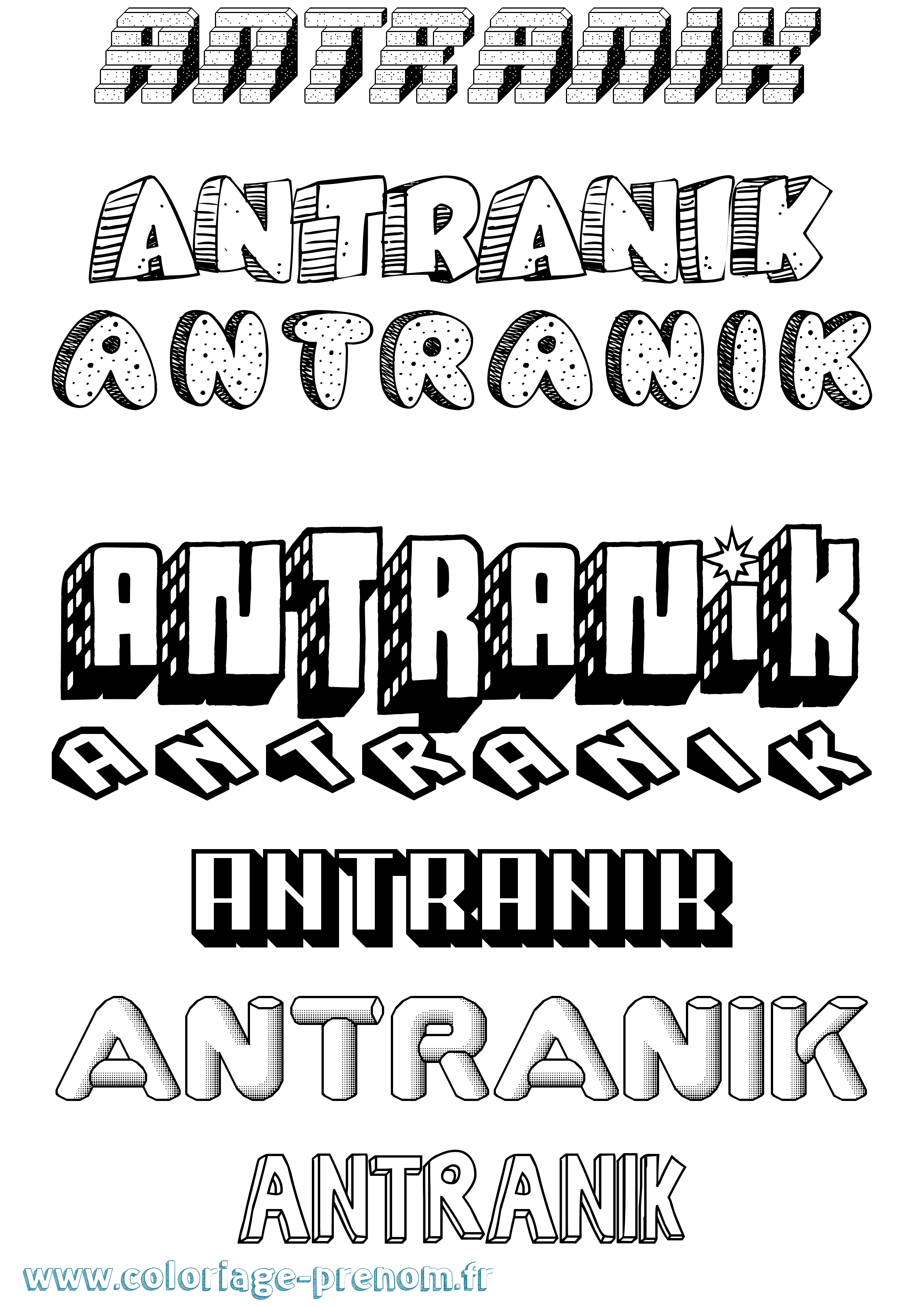 Coloriage Antranik Effet 3D Coloriage prénom Antranik Effet 3D