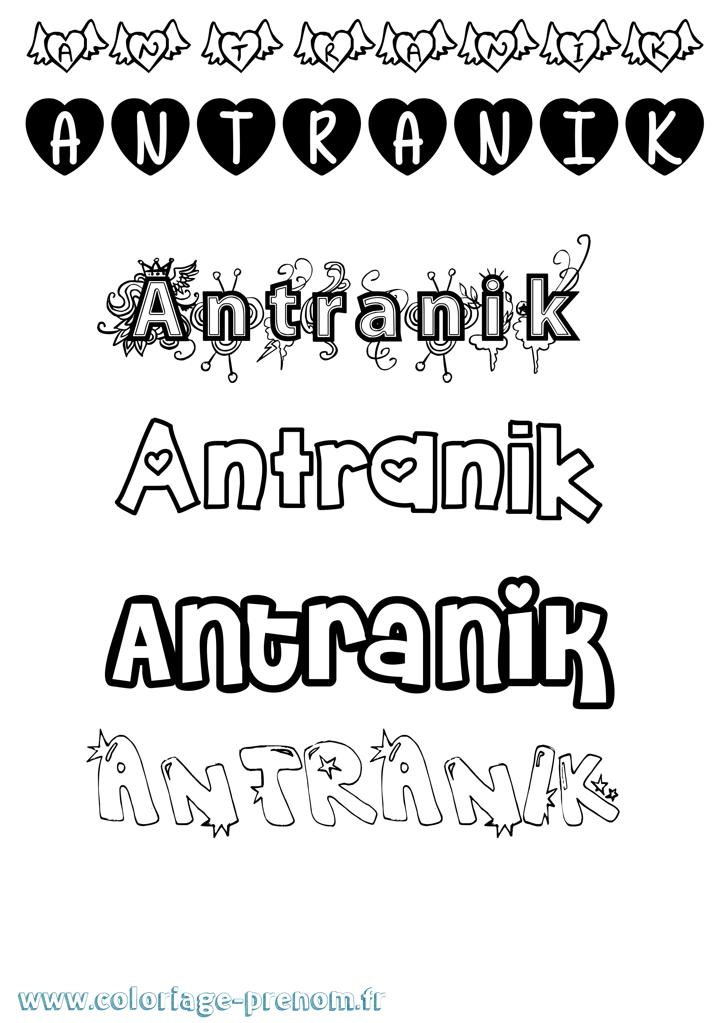 Coloriage Antranik Girly Coloriage prénom Antranik Girly