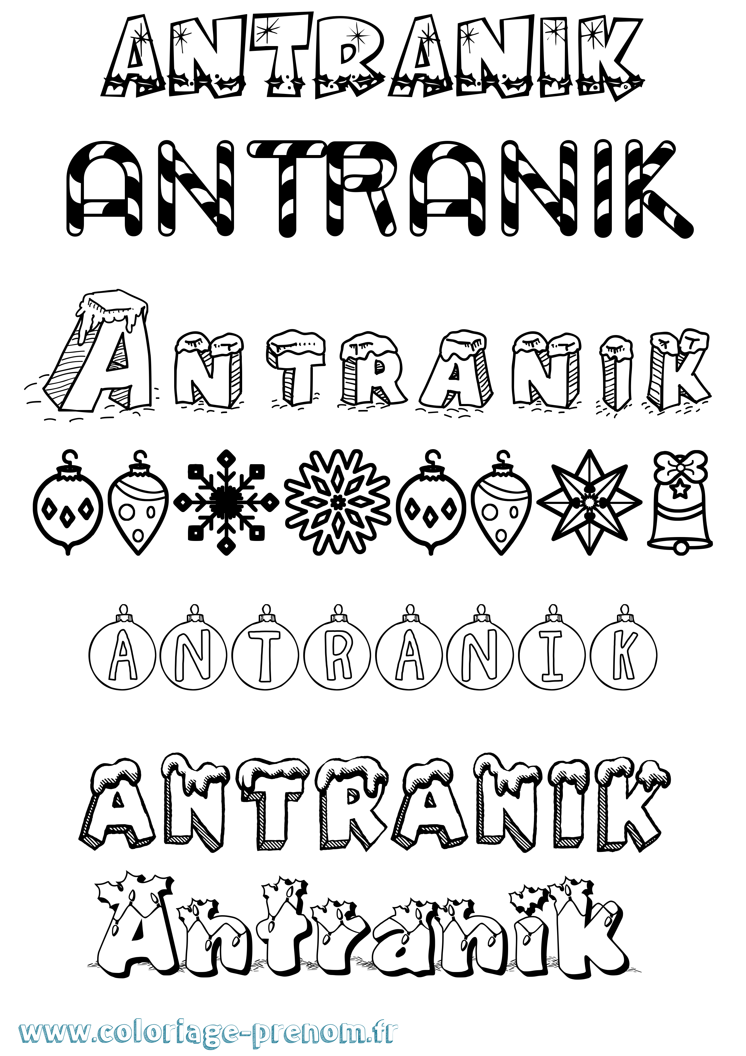 Coloriage Antranik Noël Coloriage prénom Antranik Noël