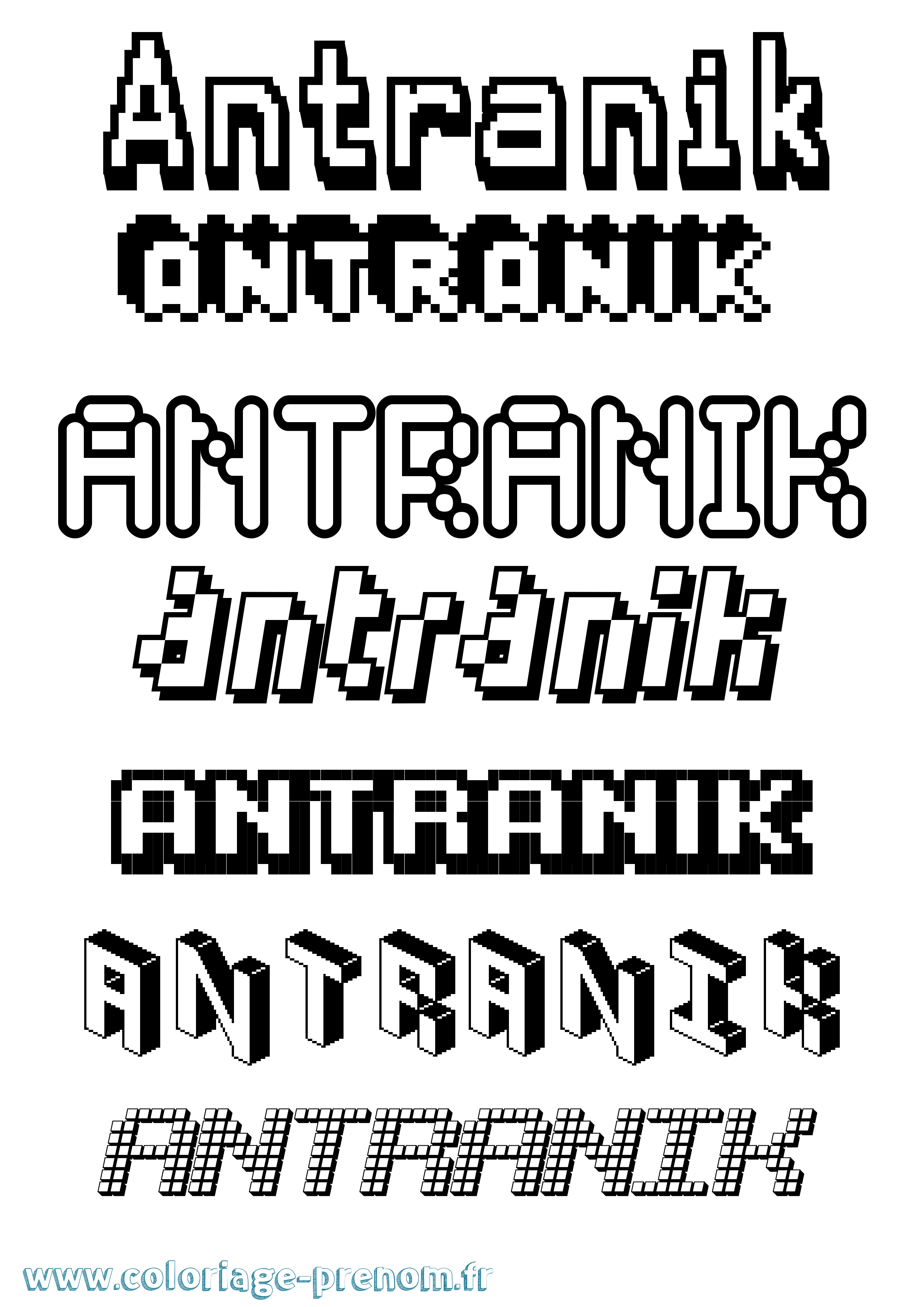 Coloriage Antranik Pixel Coloriage prénom Antranik Pixel
