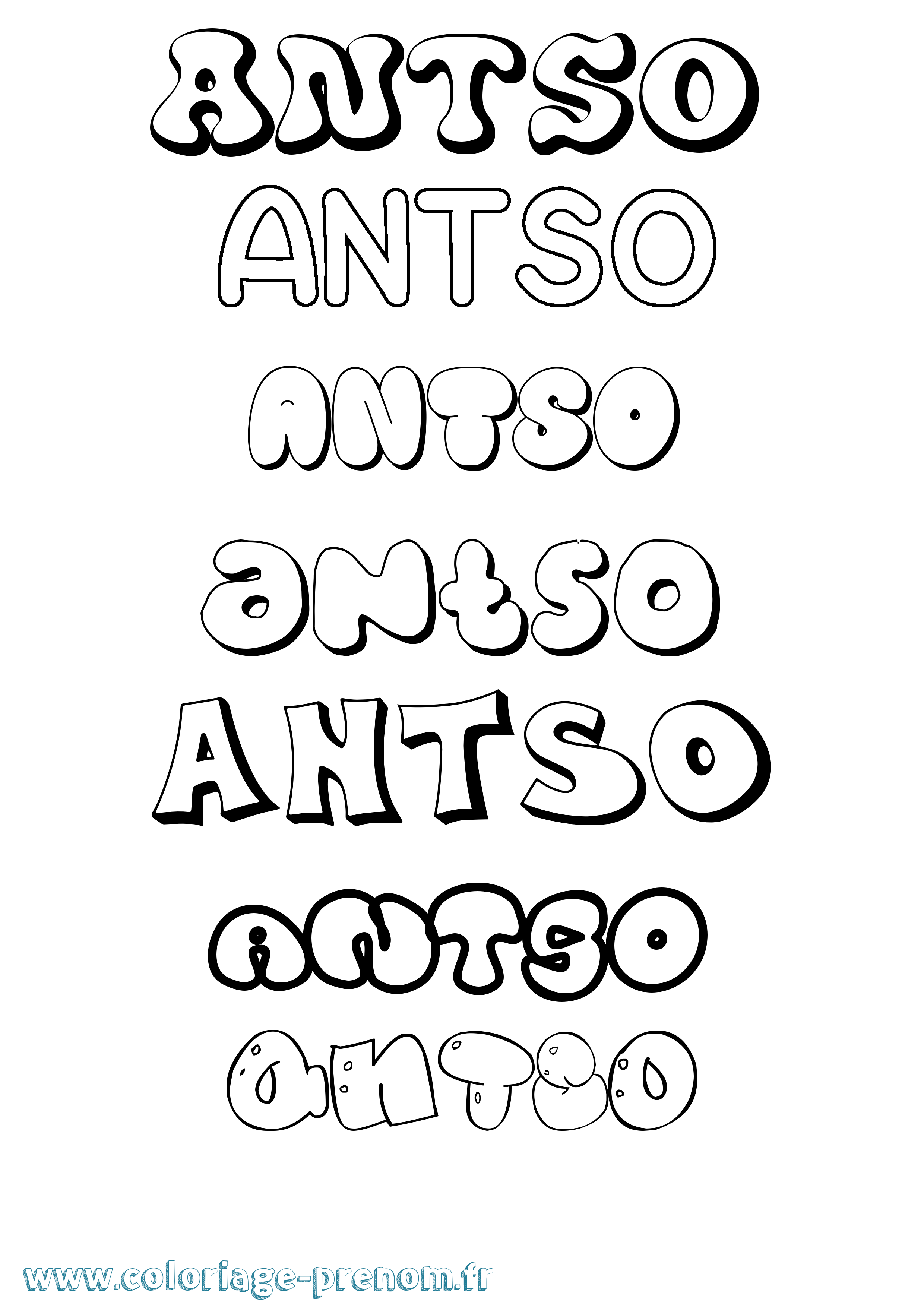 Coloriage Antso Bubble Coloriage prénom Antso Bubble