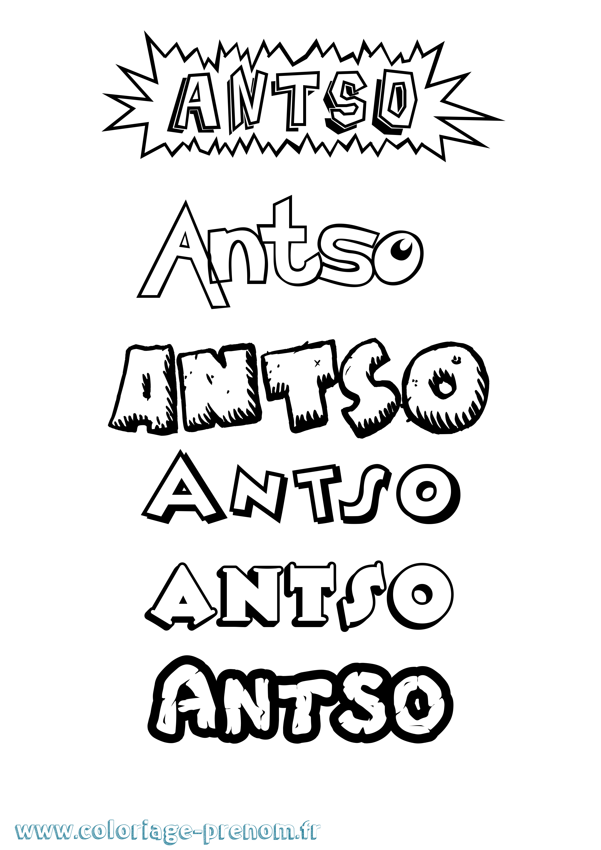 Coloriage Antso Dessin Animé Coloriage prénom Antso Dessin Animé