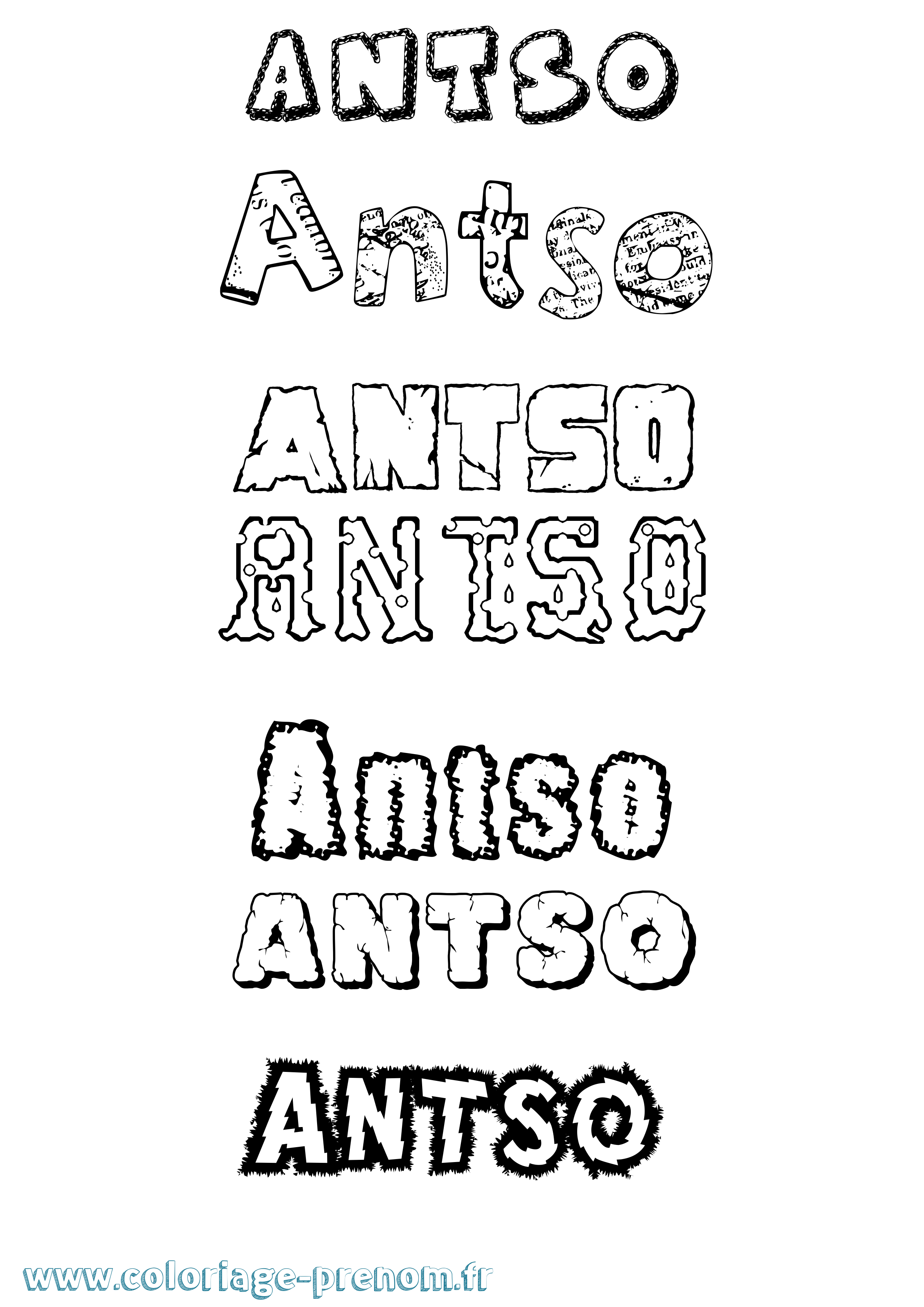 Coloriage Antso Destructuré Coloriage prénom Antso Destructuré