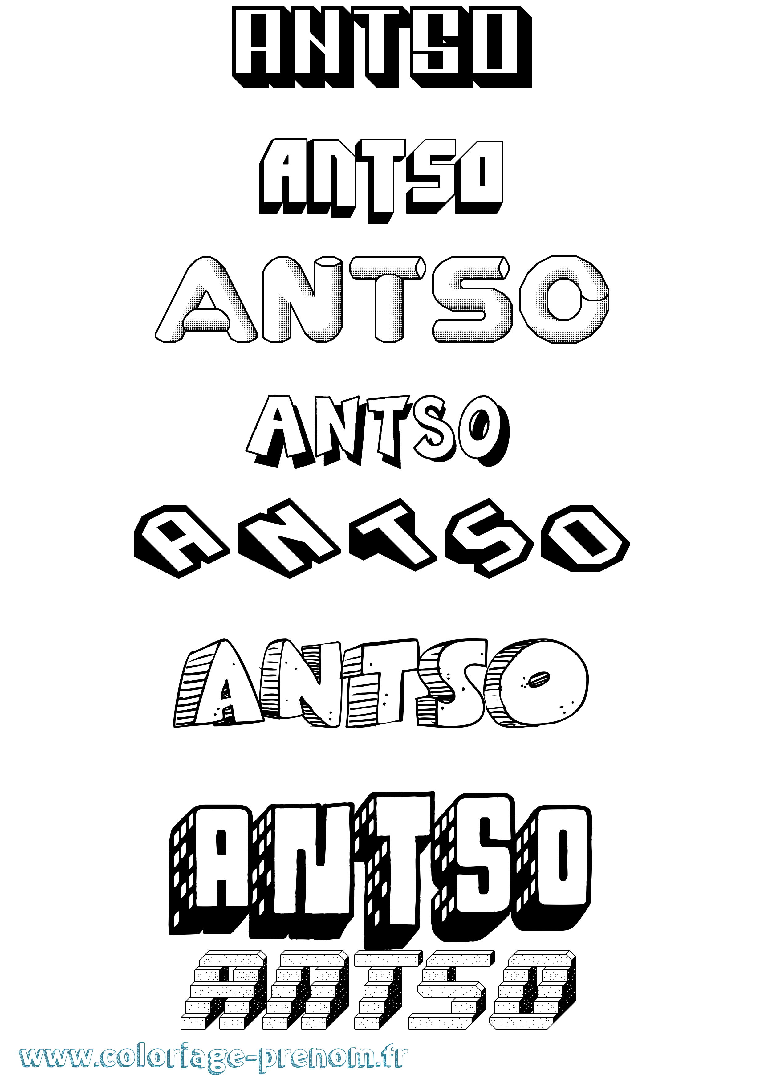 Coloriage Antso Effet 3D Coloriage prénom Antso Effet 3D