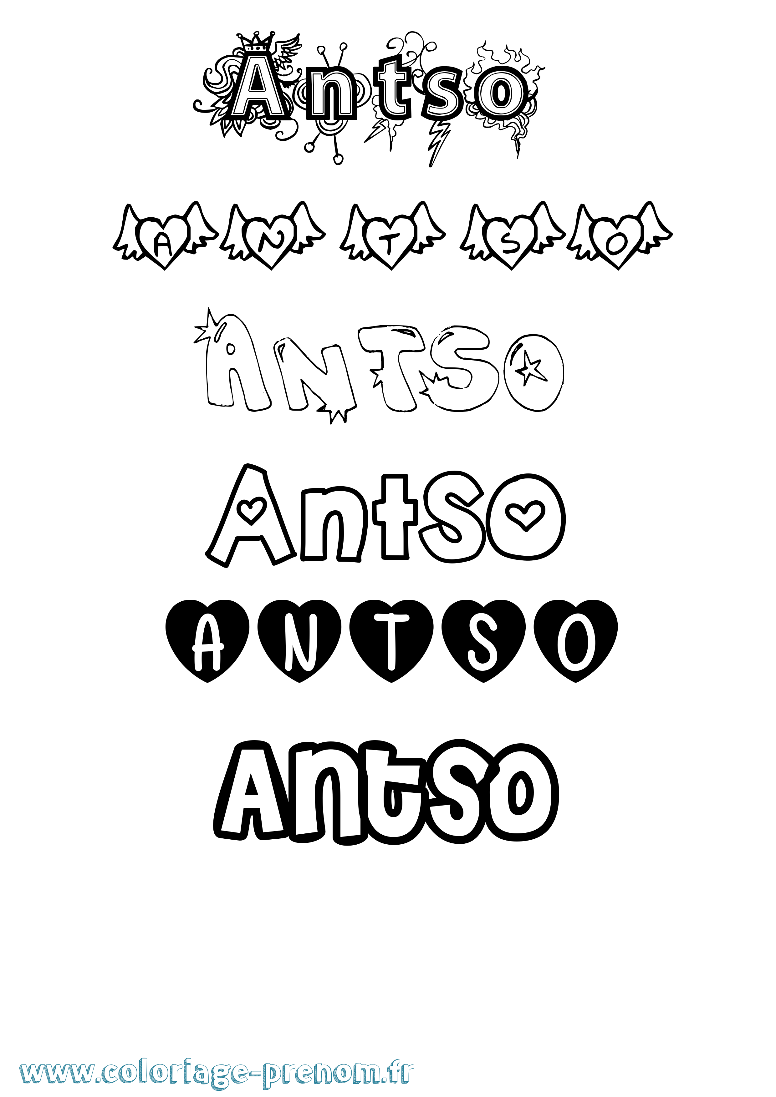 Coloriage Antso Girly Coloriage prénom Antso Girly