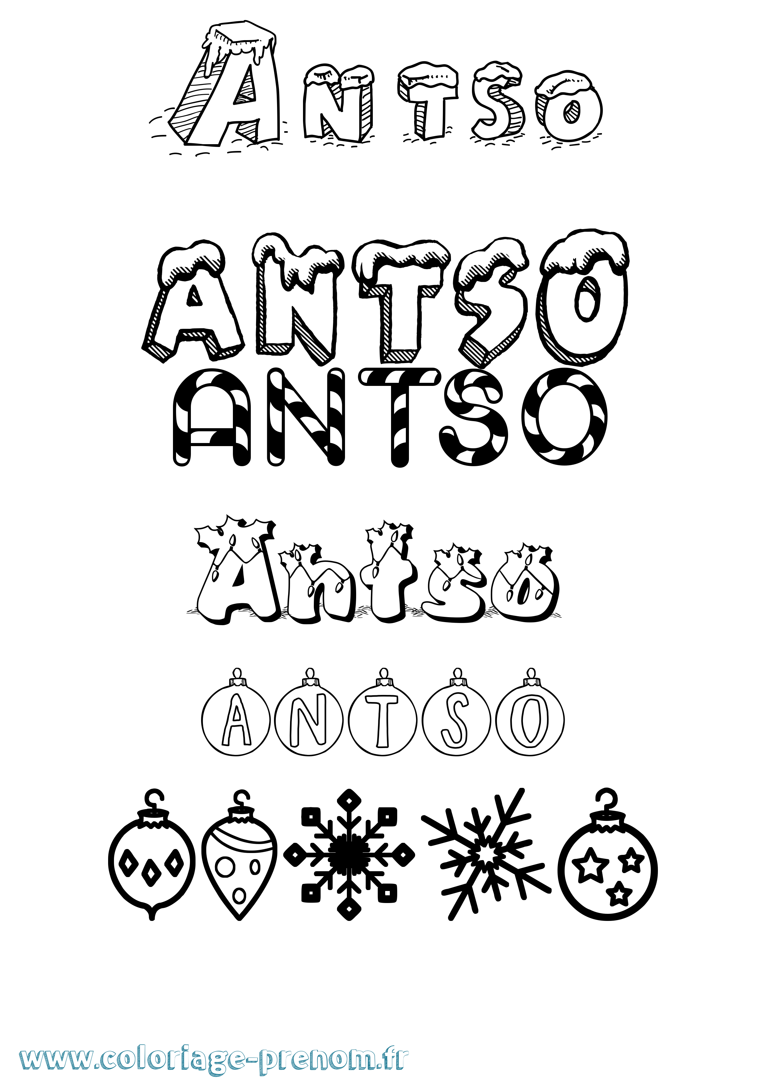 Coloriage Antso Noël Coloriage prénom Antso Noël