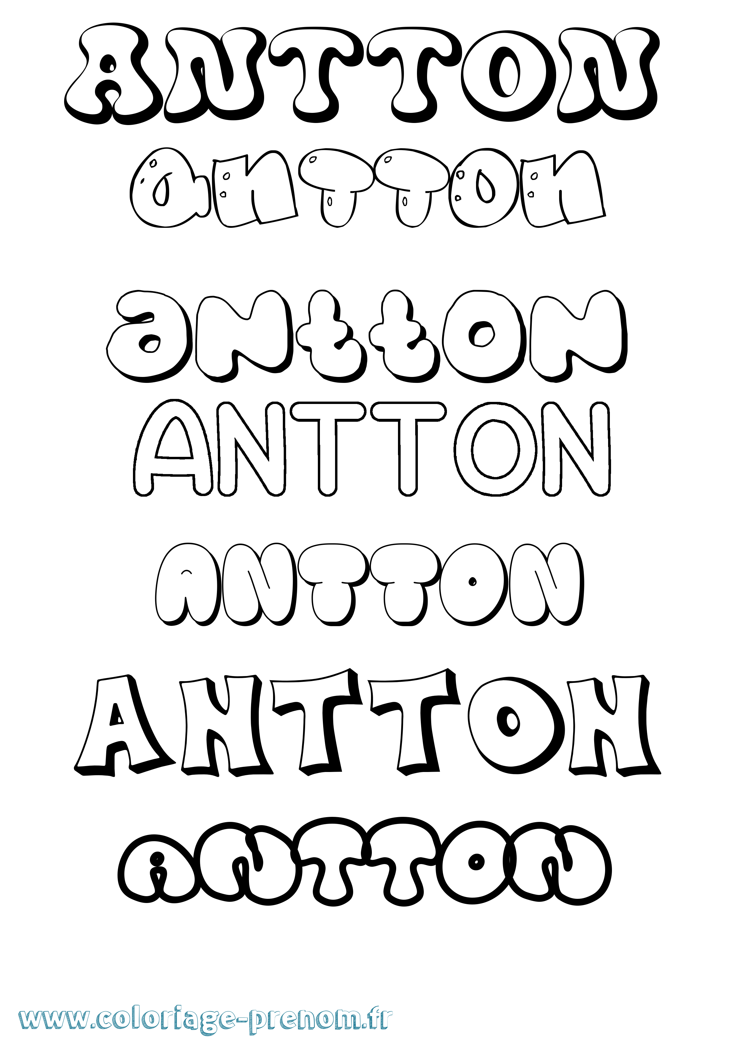 Coloriage Antton Bubble Coloriage prénom Antton Bubble