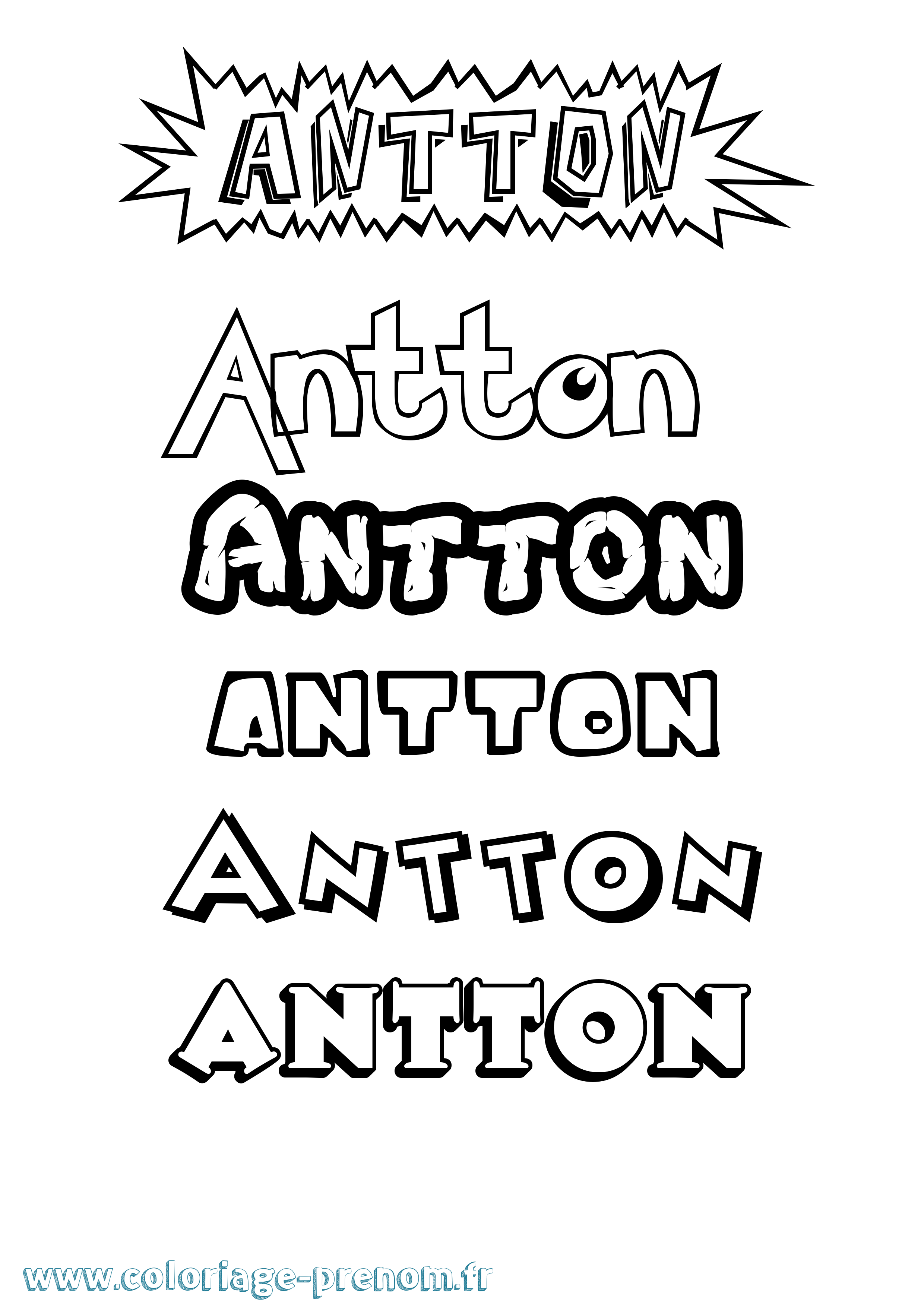 Coloriage Antton Dessin Animé Coloriage prénom Antton Dessin Animé