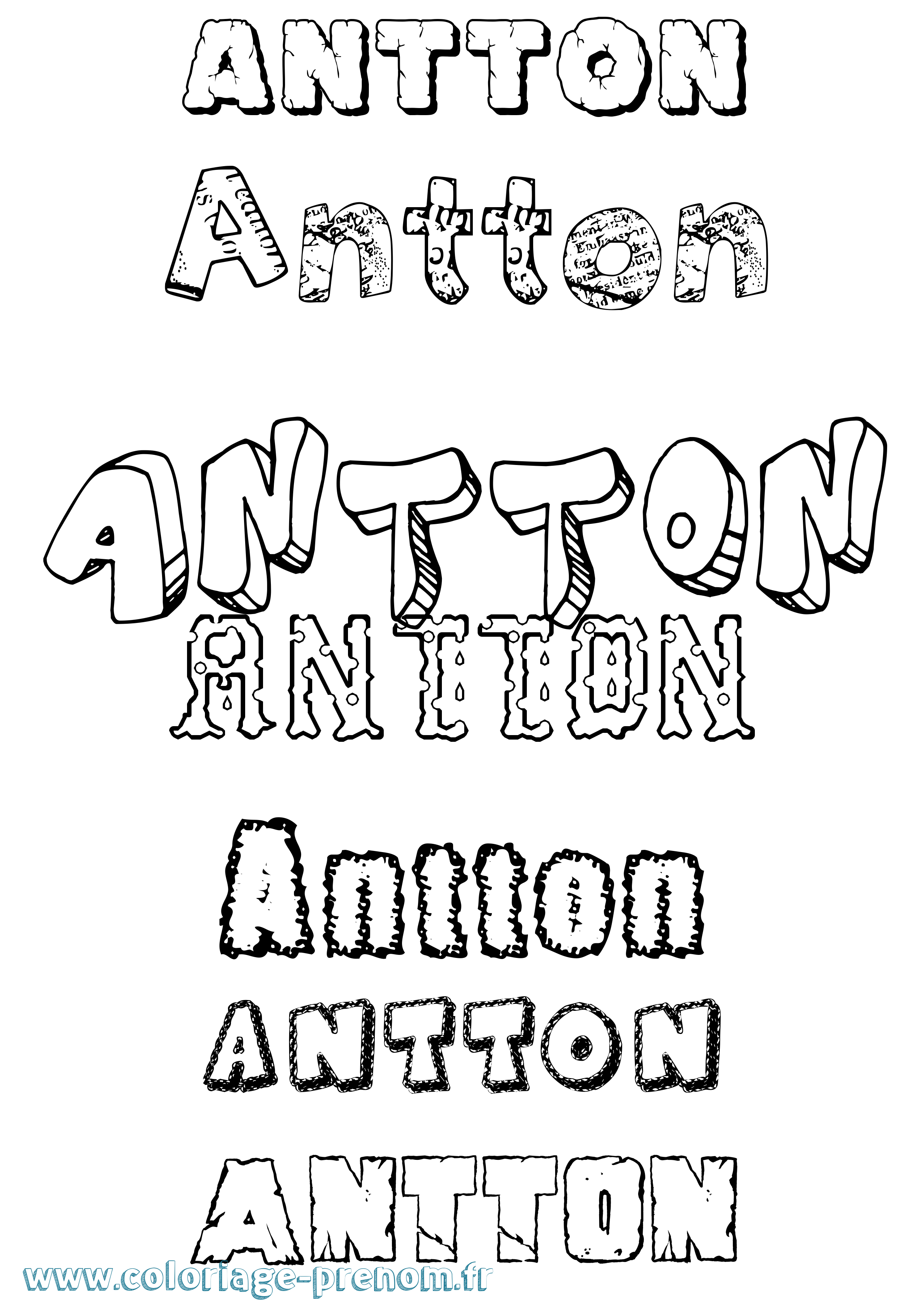 Coloriage Antton Destructuré Coloriage prénom Antton Destructuré