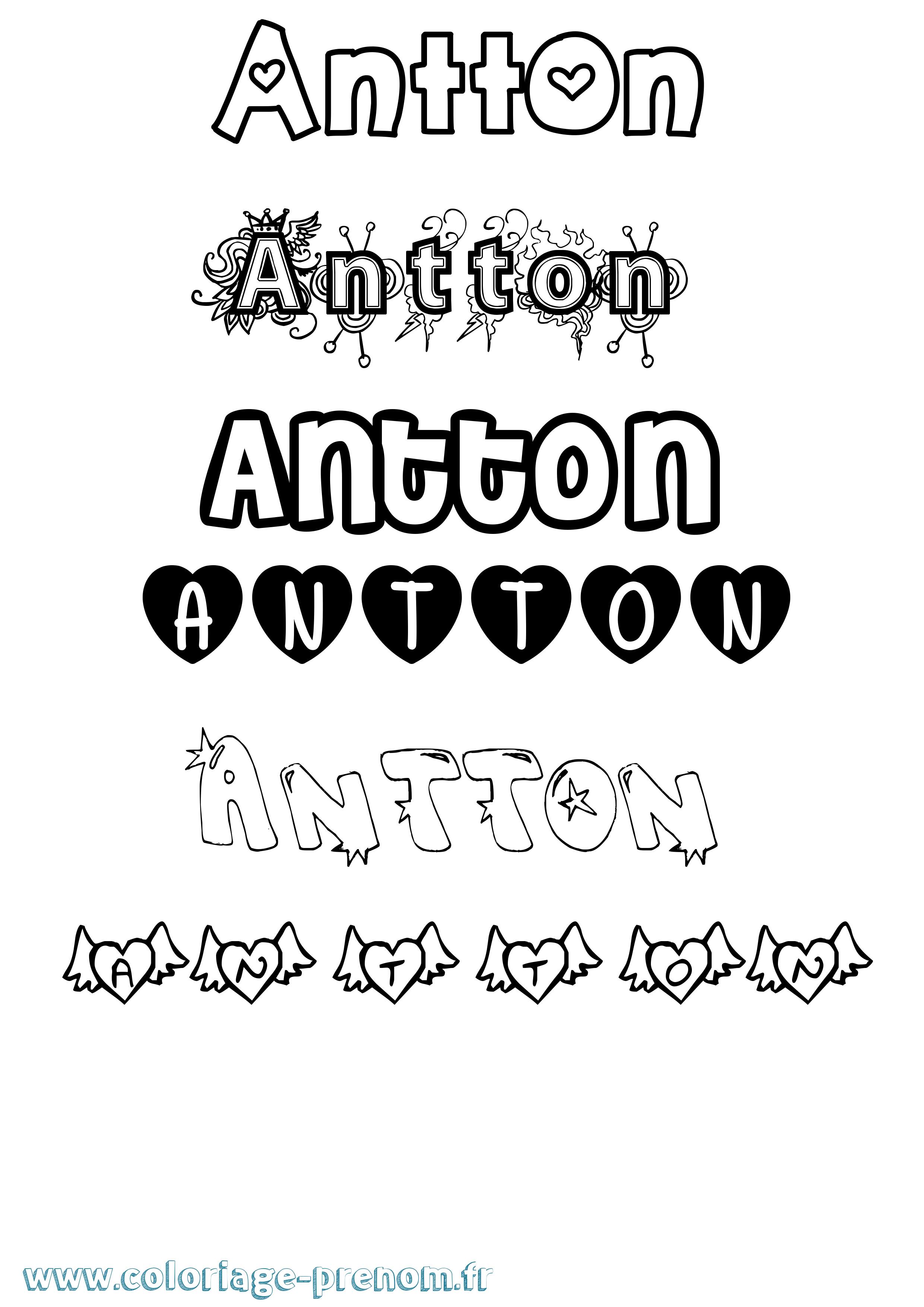 Coloriage Antton Girly Coloriage prénom Antton Girly