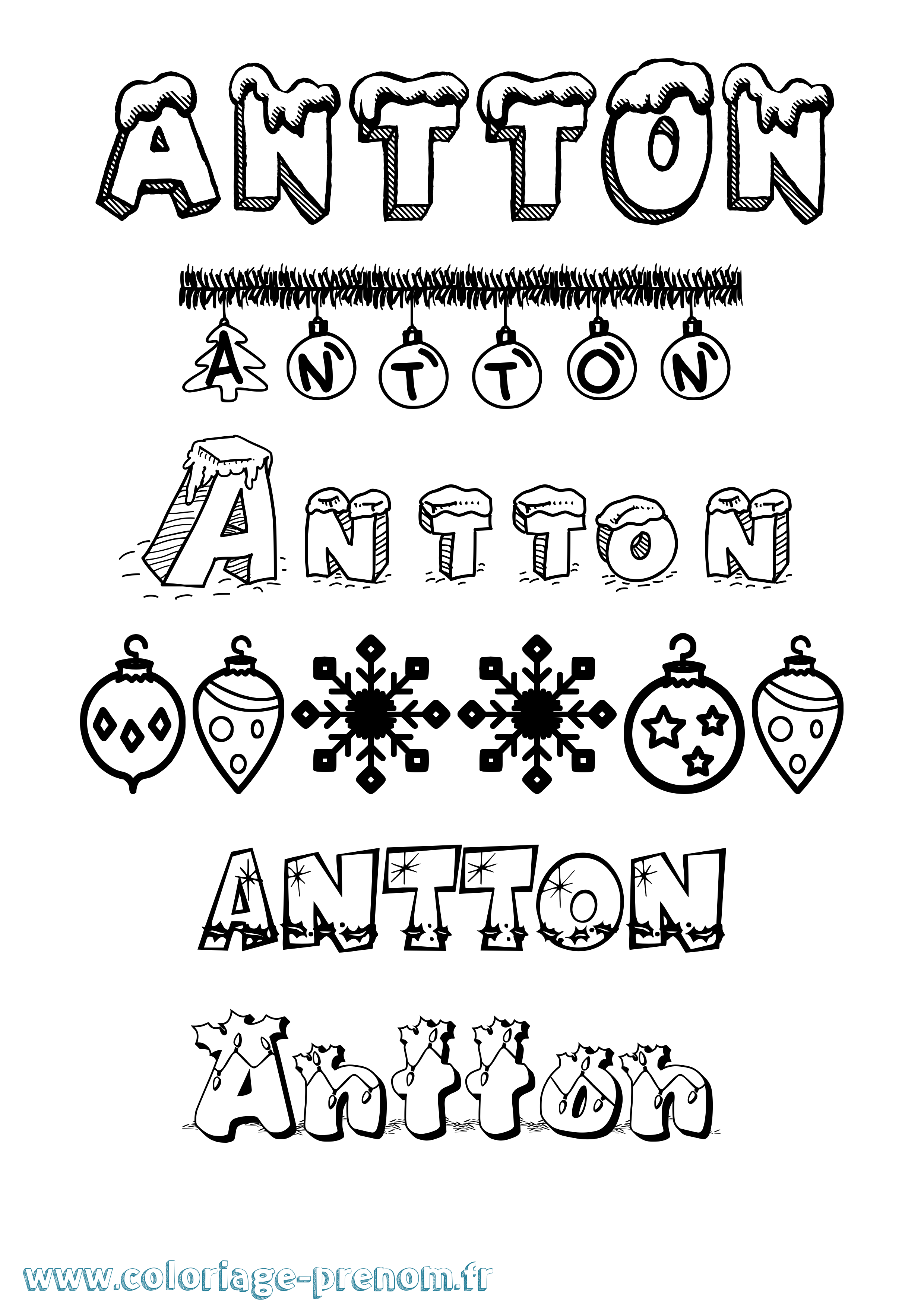 Coloriage Antton Noël Coloriage prénom Antton Noël