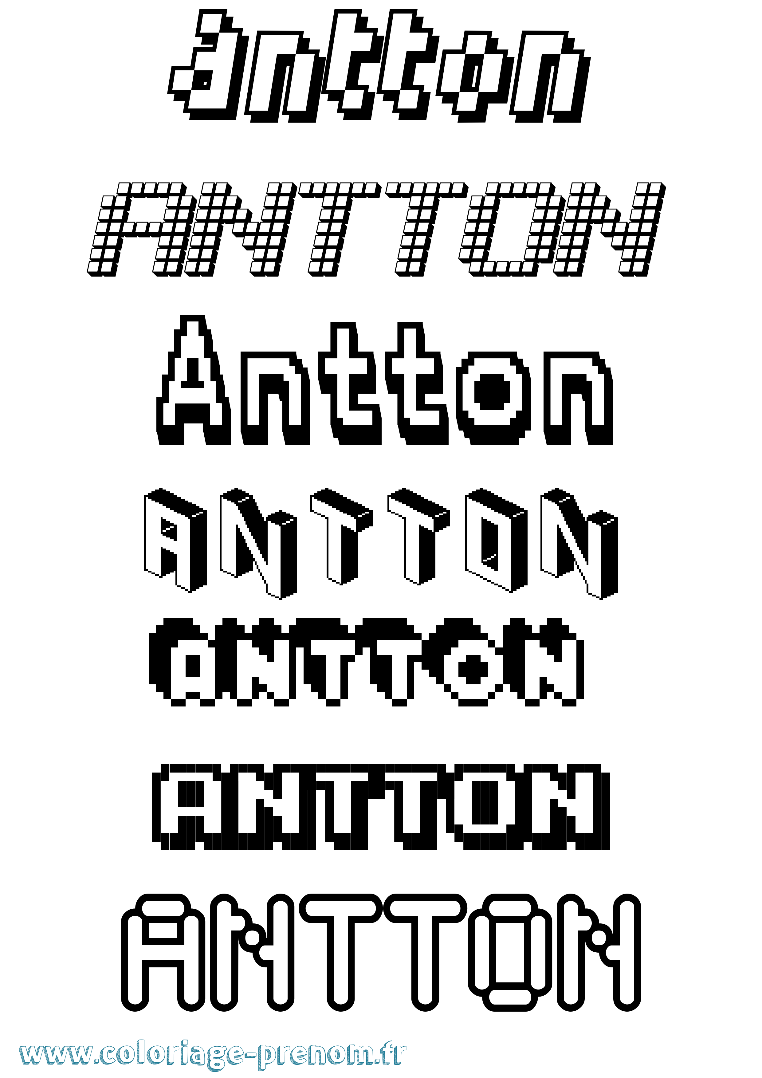 Coloriage Antton Pixel Coloriage prénom Antton Pixel