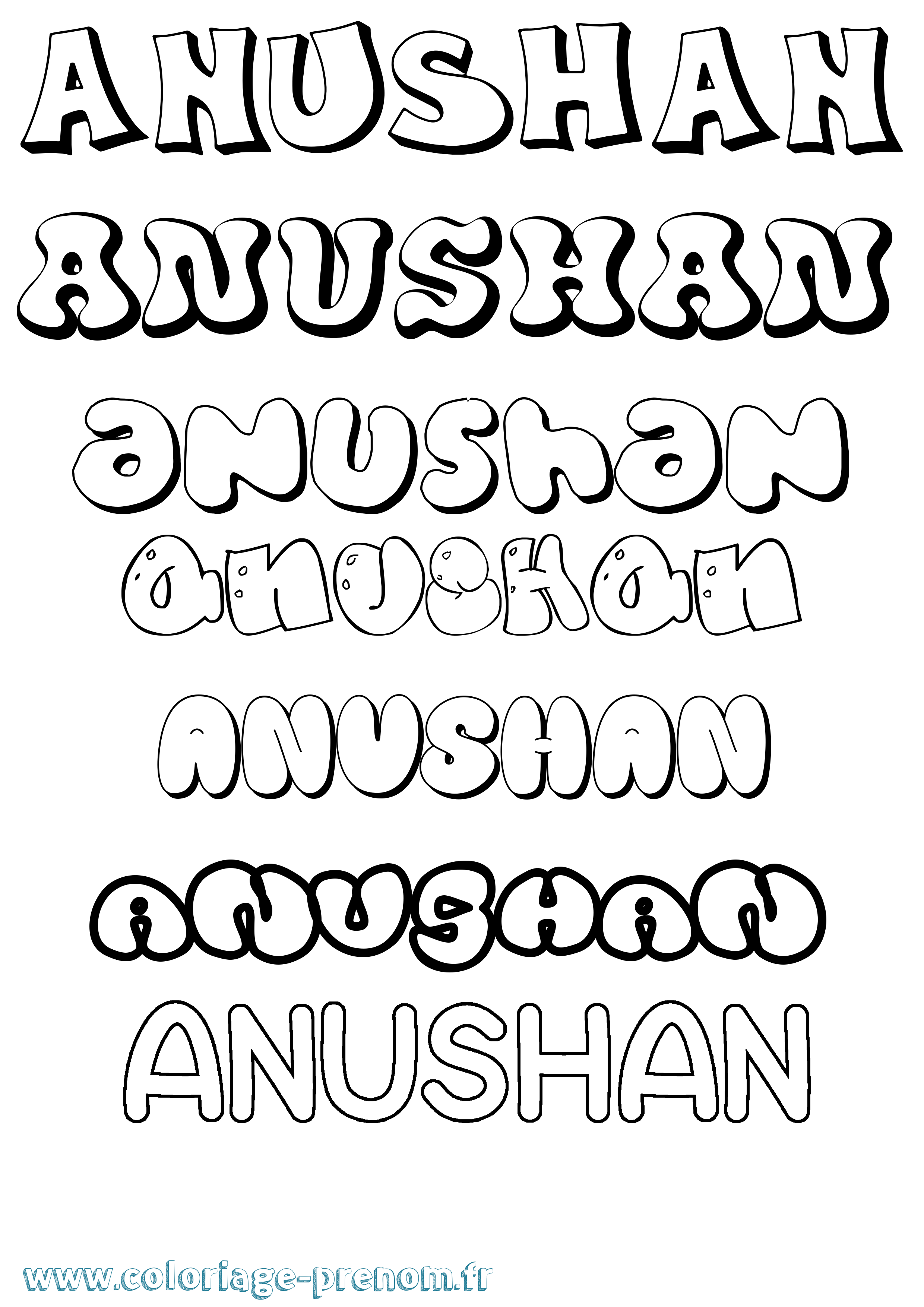 Coloriage Anushan Bubble Coloriage prénom Anushan Bubble