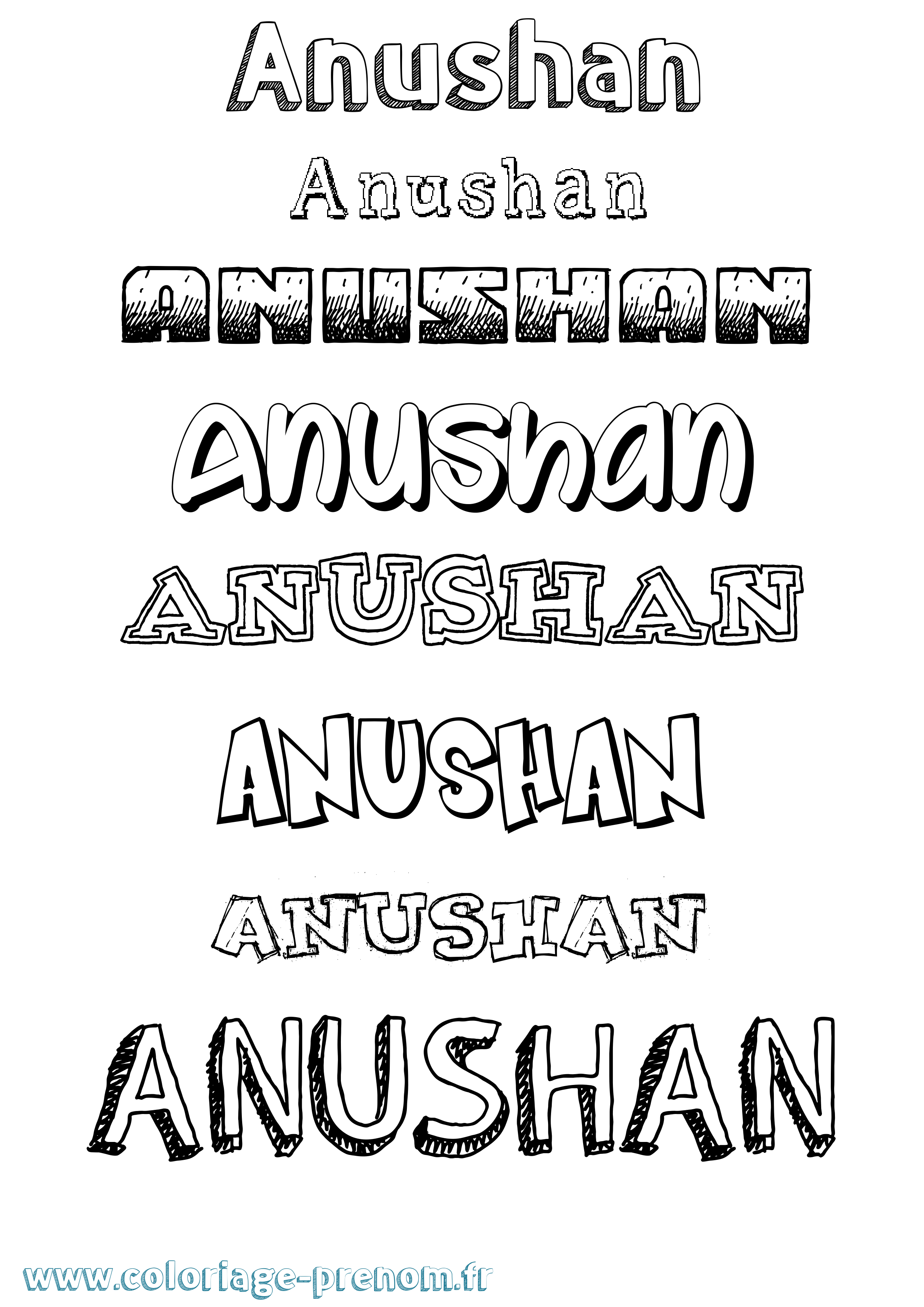 Coloriage Anushan Dessiné Coloriage prénom Anushan Dessiné