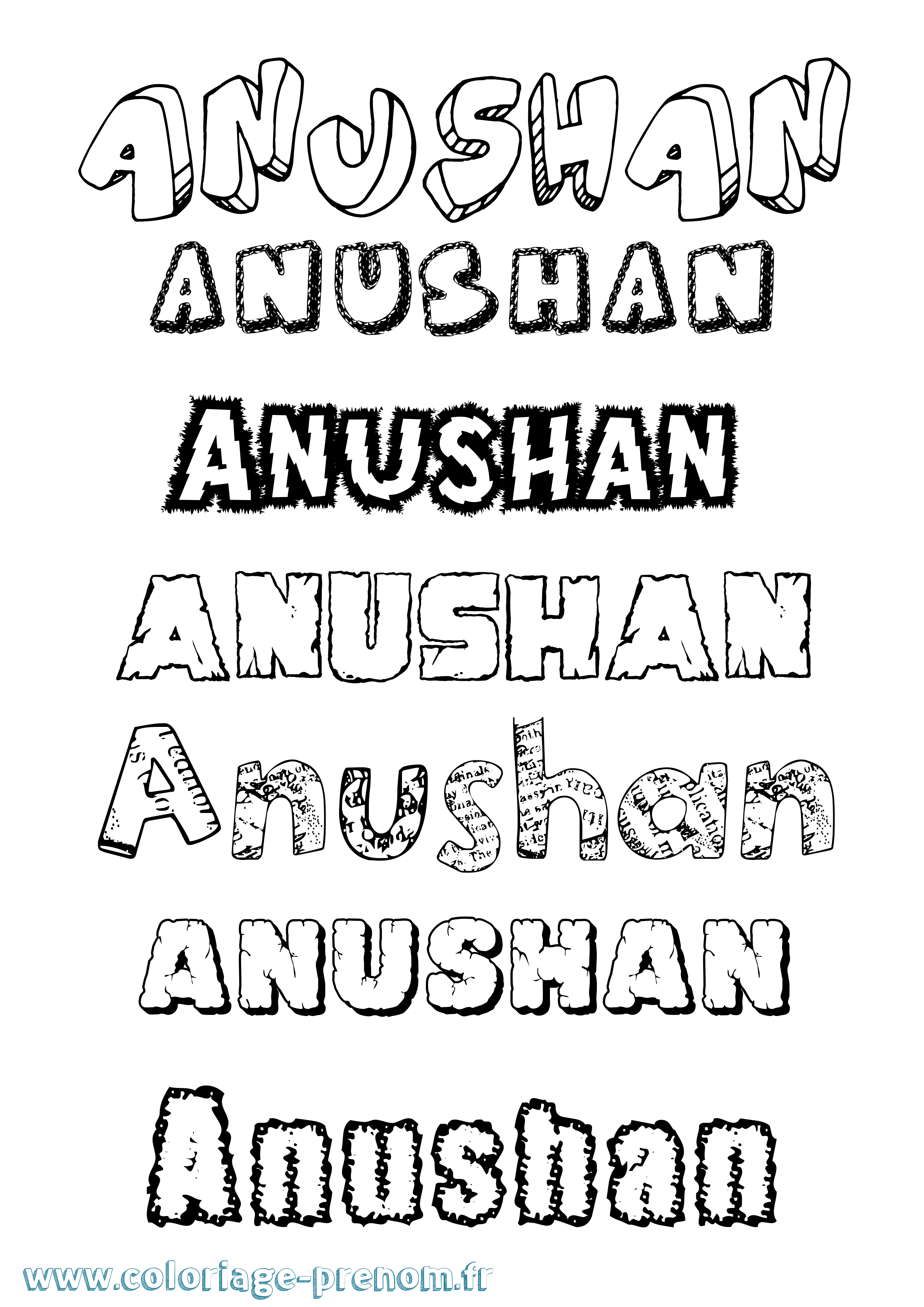 Coloriage Anushan Destructuré Coloriage prénom Anushan Destructuré