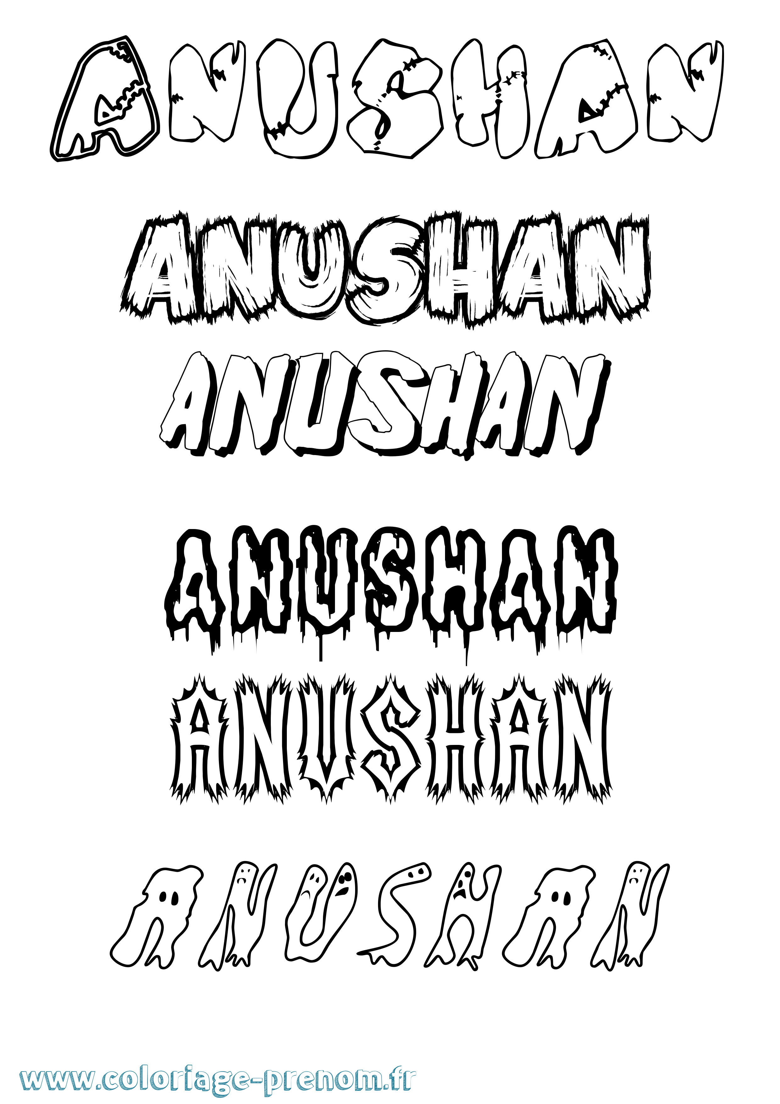 Coloriage Anushan Frisson Coloriage prénom Anushan Frisson