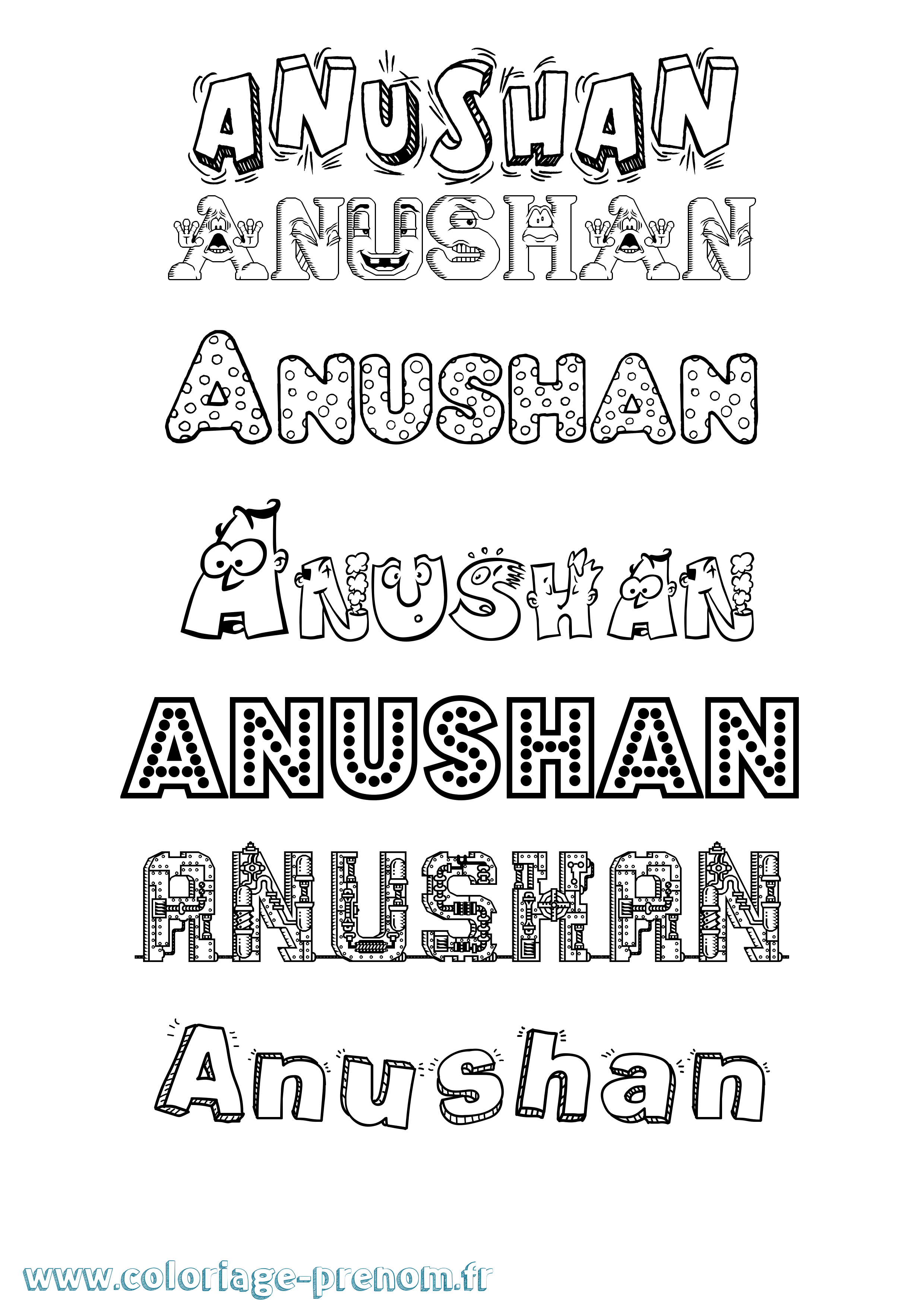 Coloriage Anushan Fun Coloriage prénom Anushan Fun