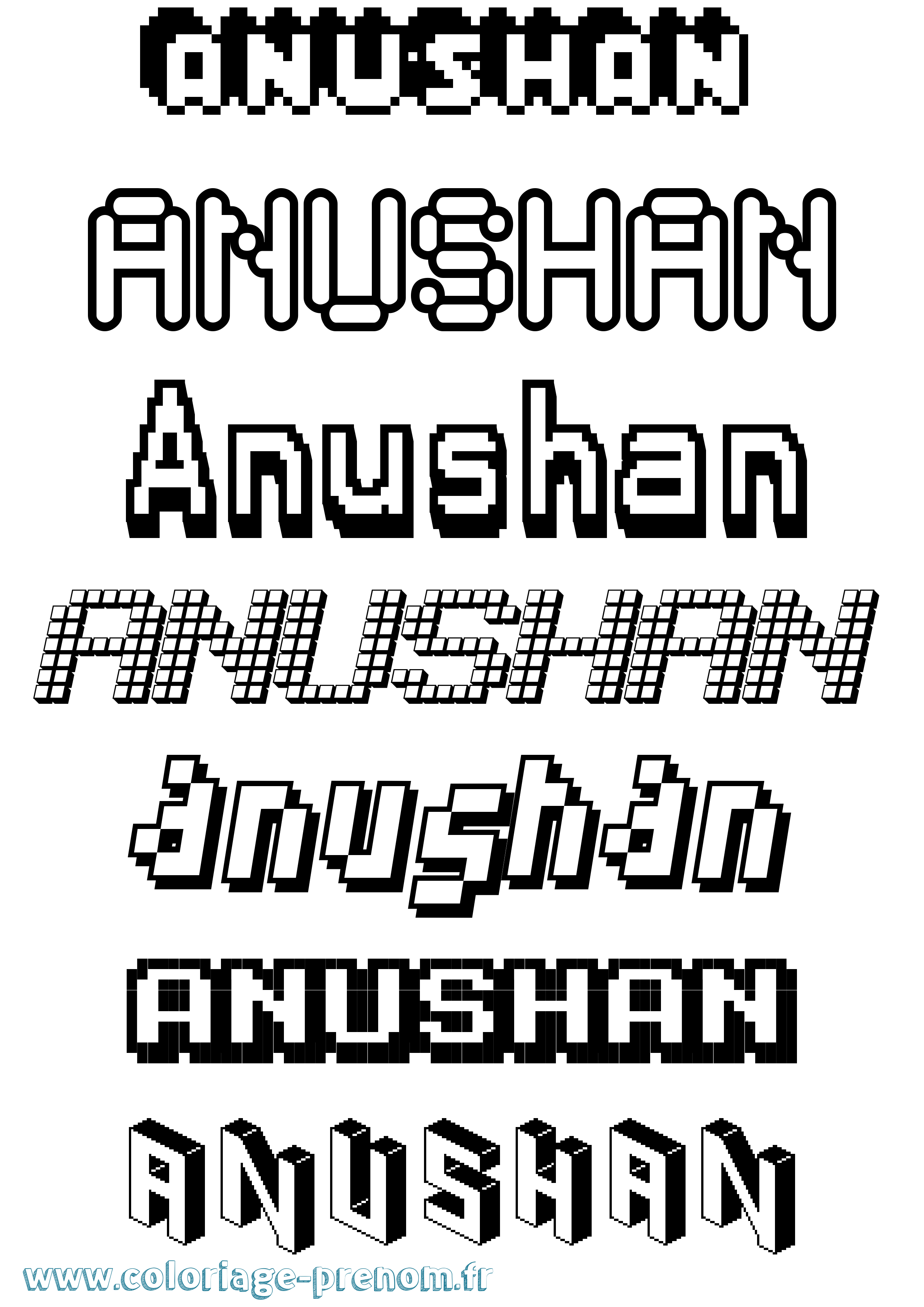 Coloriage Anushan Pixel Coloriage prénom Anushan Pixel