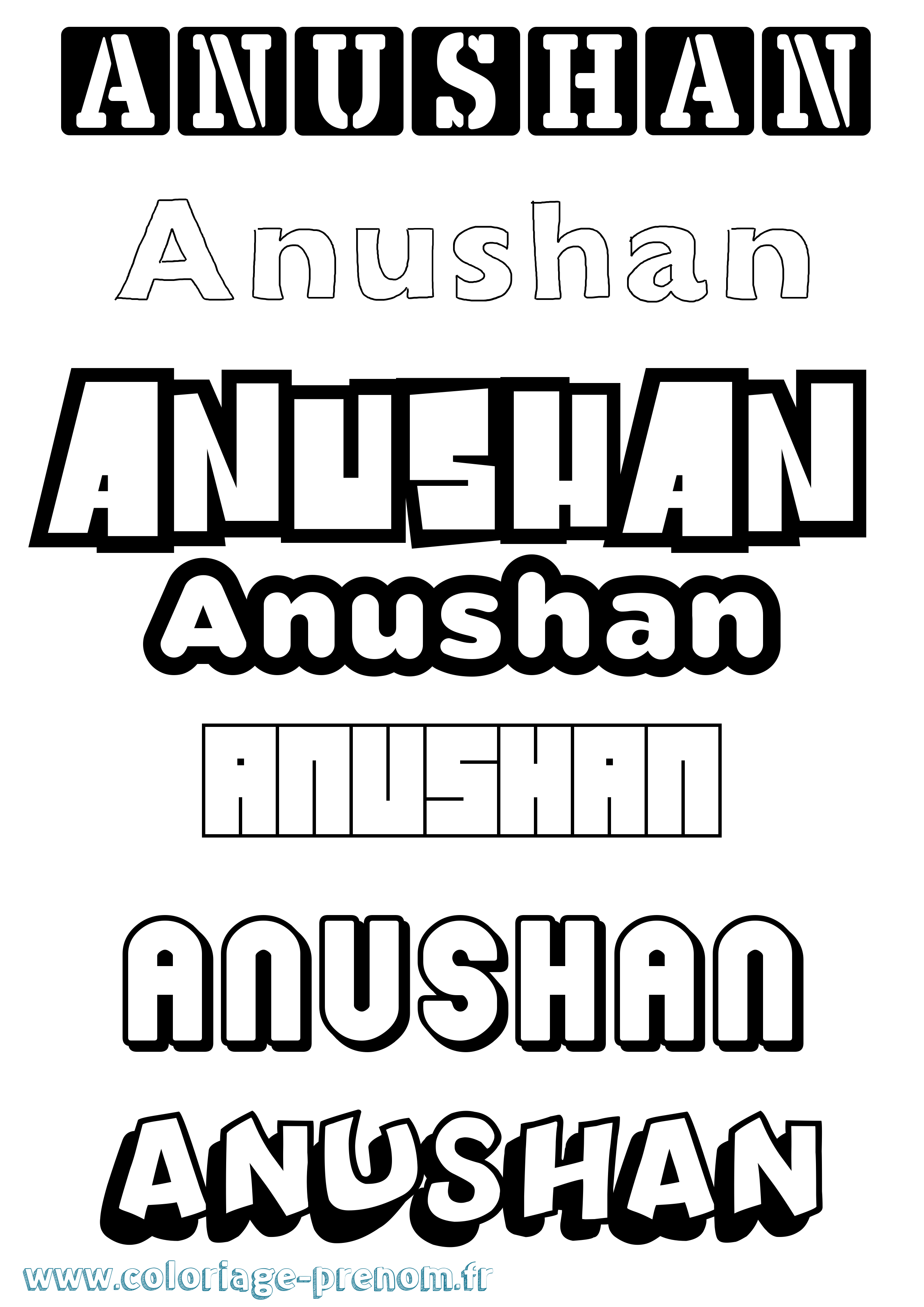 Coloriage Anushan Simple Coloriage prénom Anushan Simple