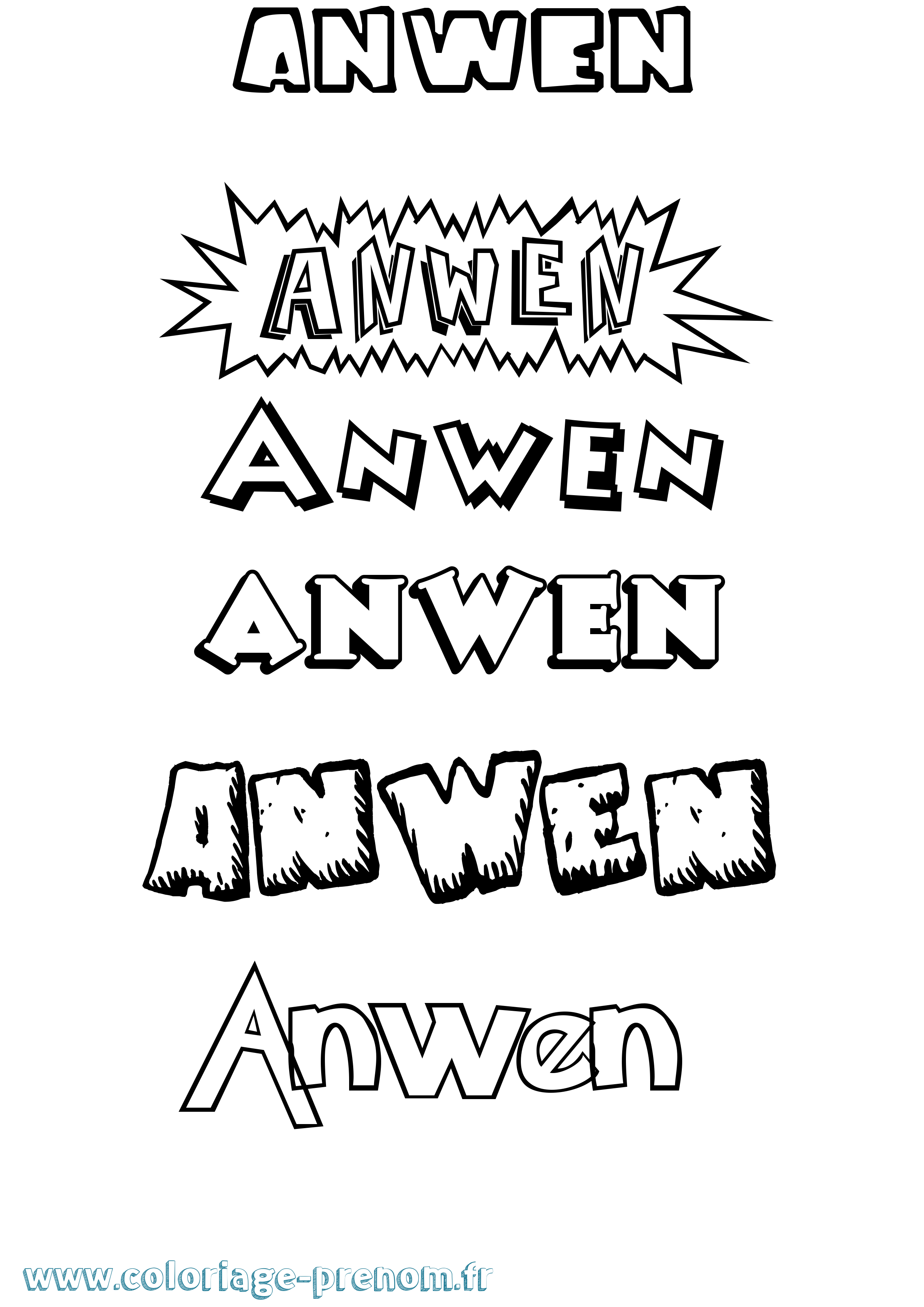 Coloriage Anwen Dessin Animé Coloriage prénom Anwen Dessin Animé