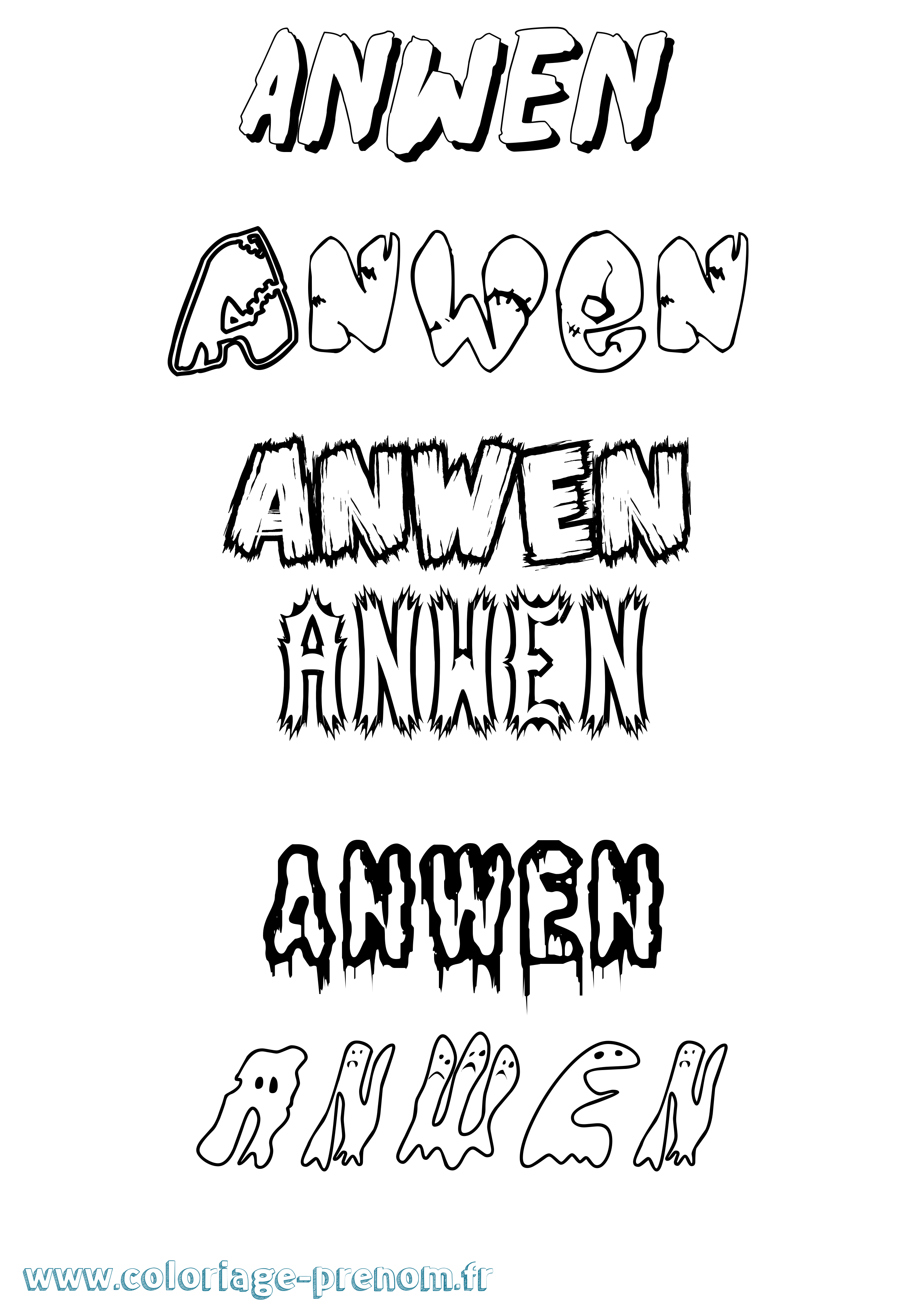 Coloriage Anwen Frisson Coloriage prénom Anwen Frisson