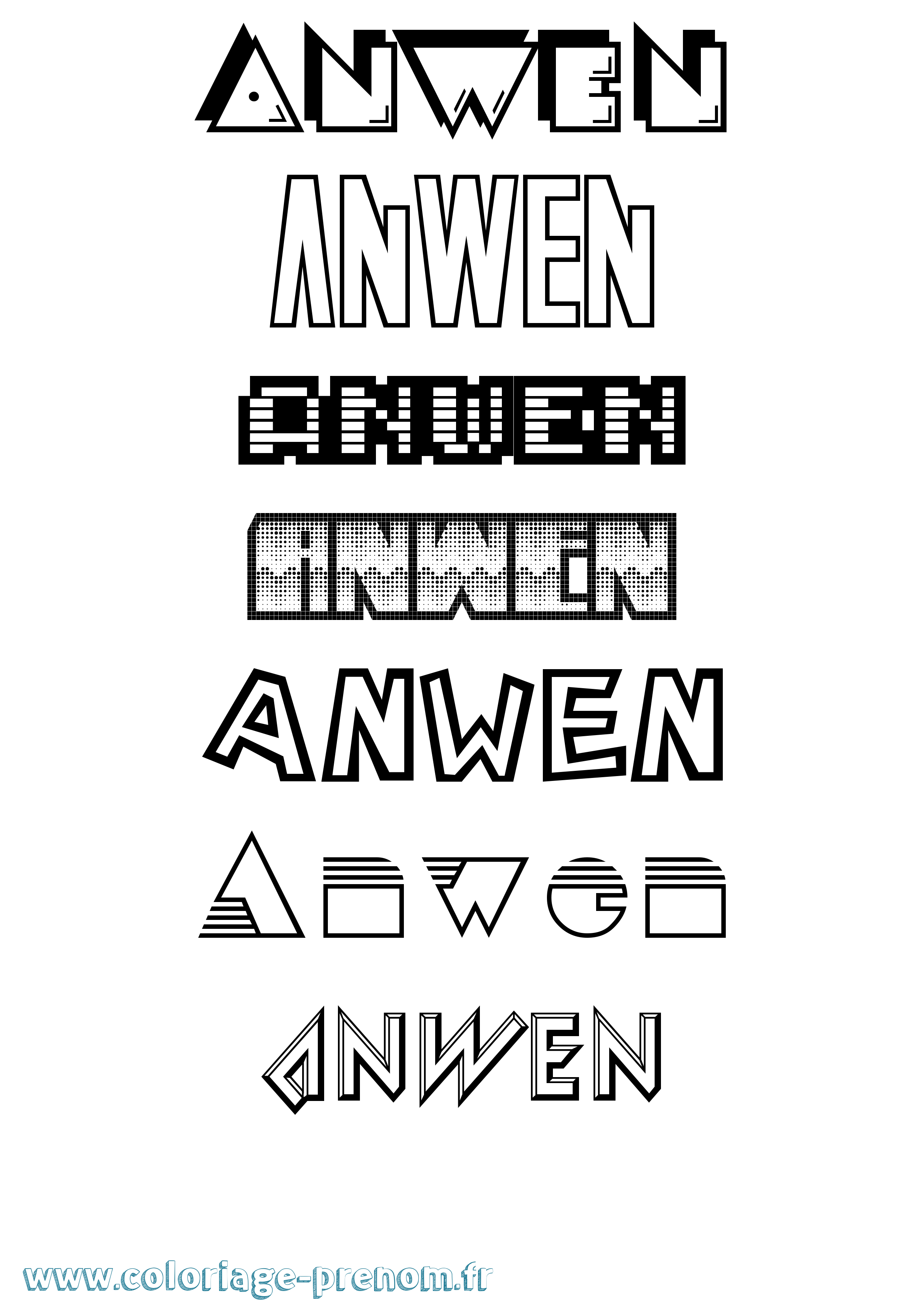 Coloriage Anwen Jeux Vidéos Coloriage prénom Anwen Jeux Vidéos