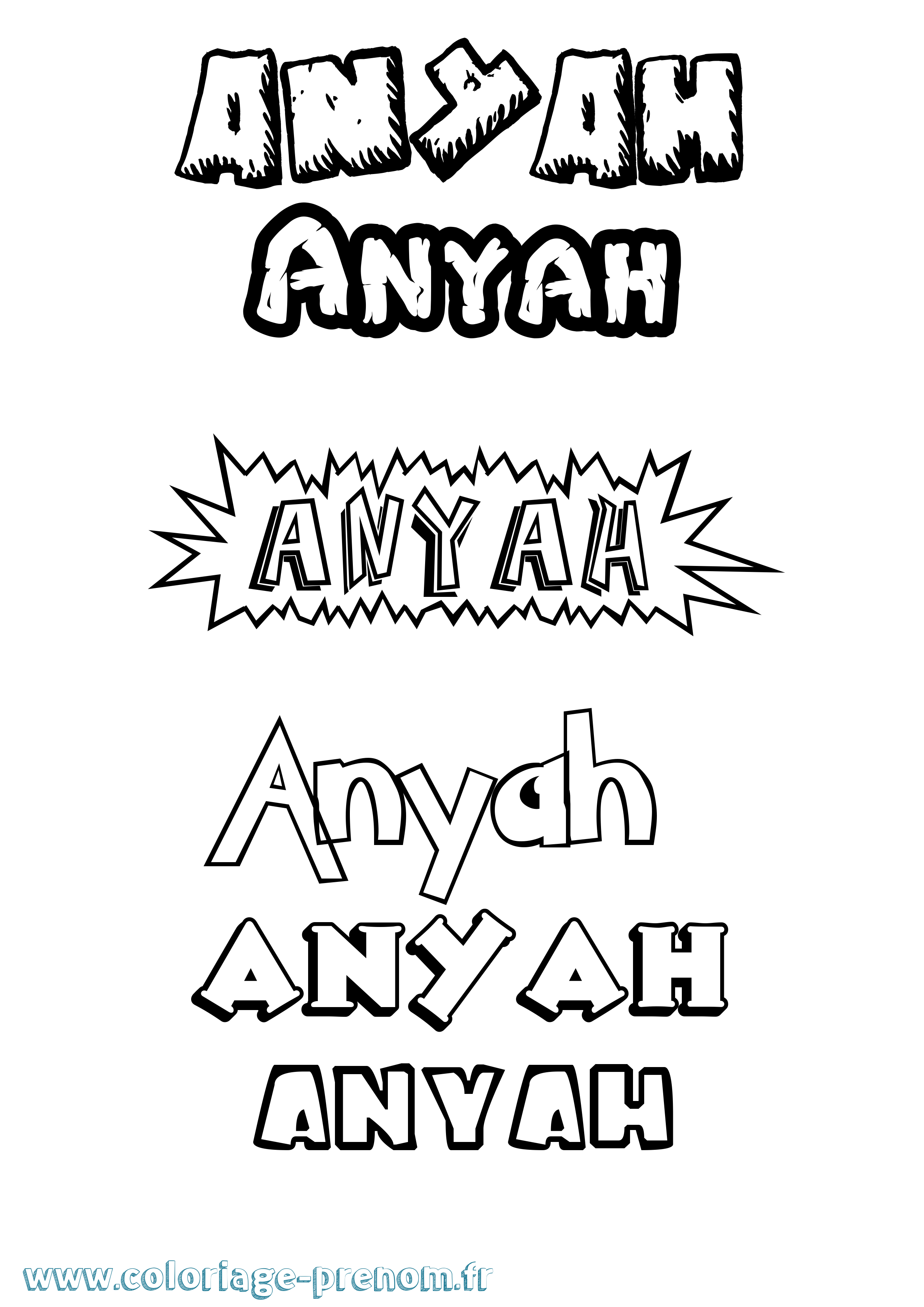 Coloriage Anyah Dessin Animé Coloriage prénom Anyah Dessin Animé