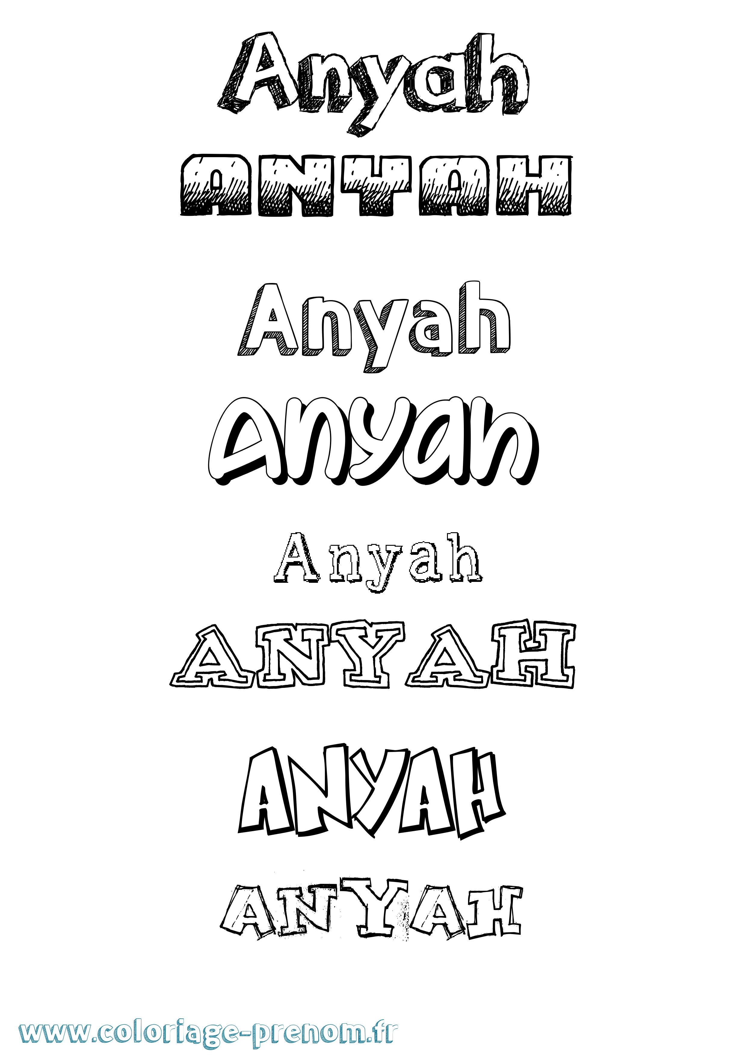 Coloriage Anyah Dessiné Coloriage prénom Anyah Dessiné