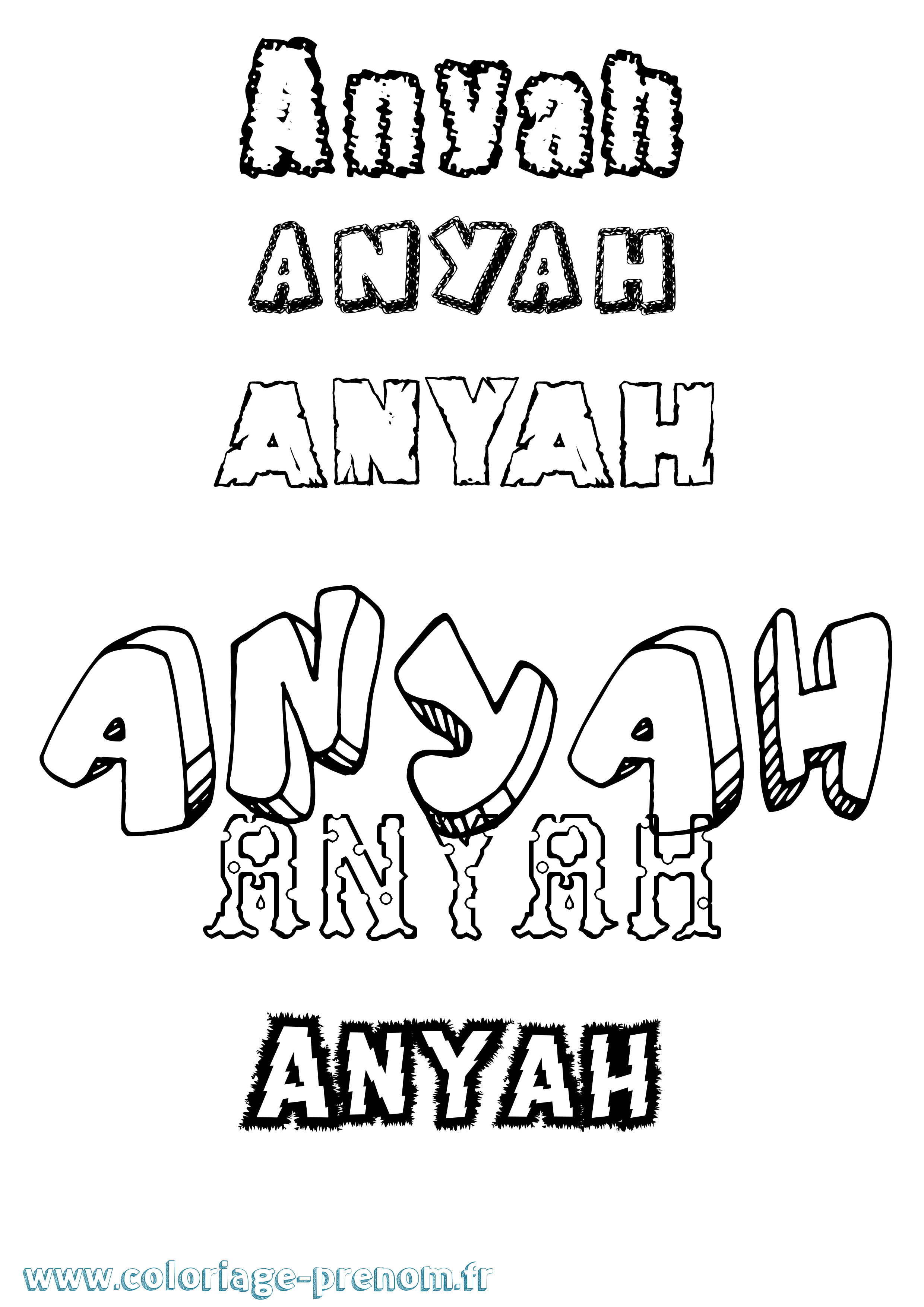 Coloriage Anyah Destructuré Coloriage prénom Anyah Destructuré