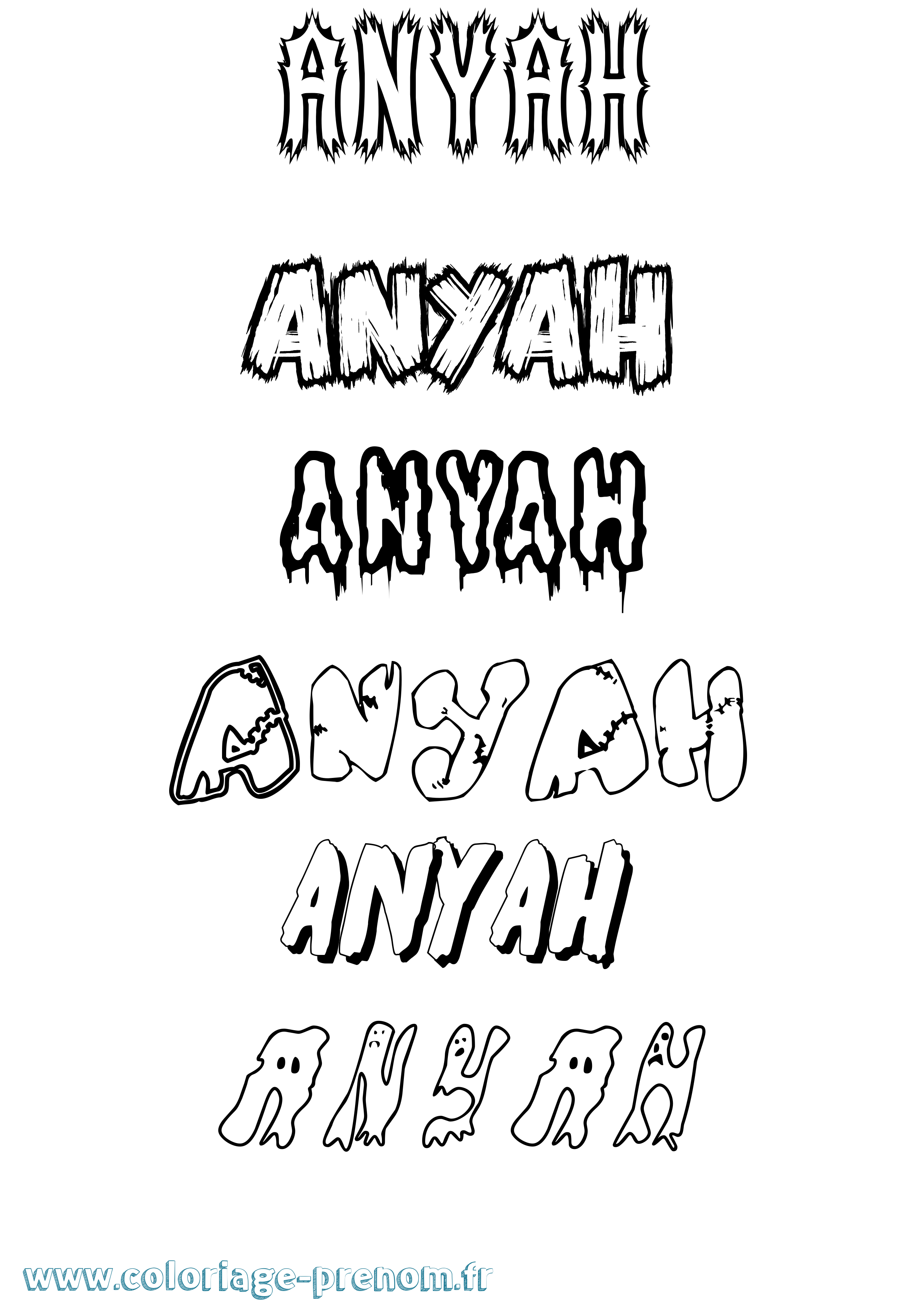 Coloriage Anyah Frisson Coloriage prénom Anyah Frisson