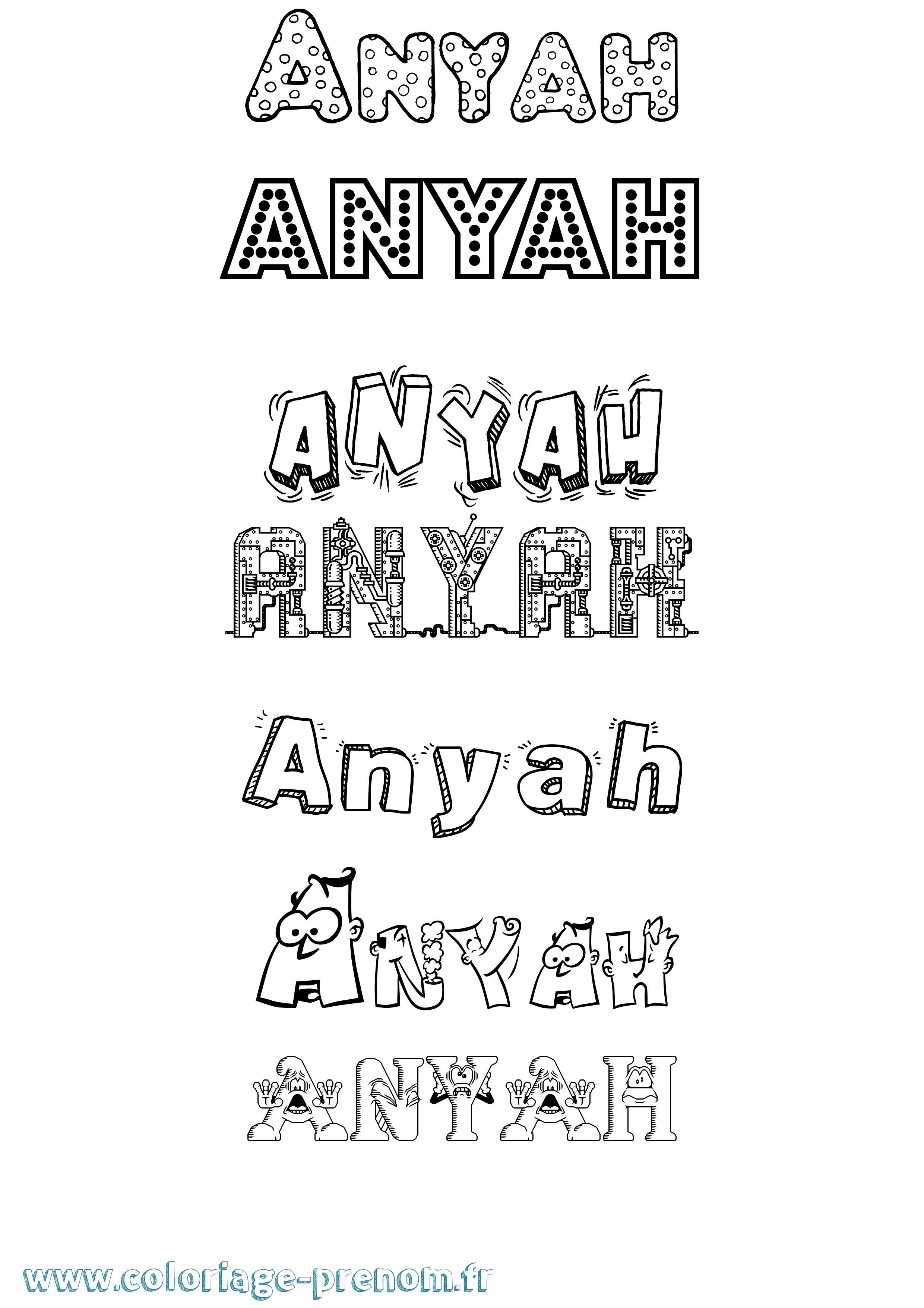Coloriage Anyah Fun Coloriage prénom Anyah Fun