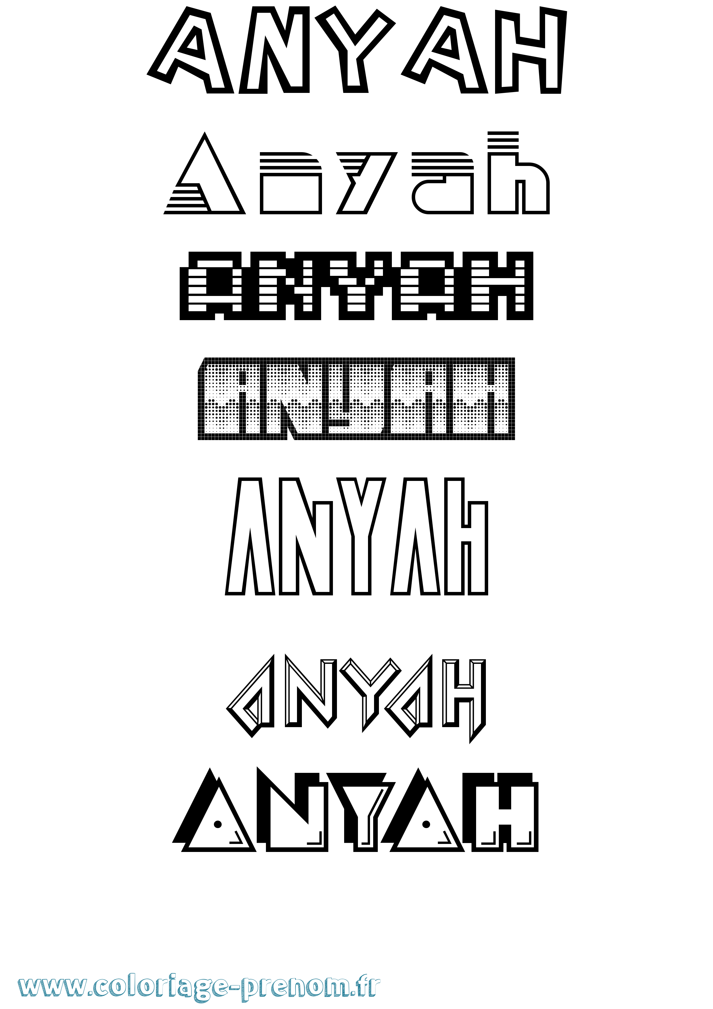 Coloriage Anyah Jeux Vidéos Coloriage prénom Anyah Jeux Vidéos