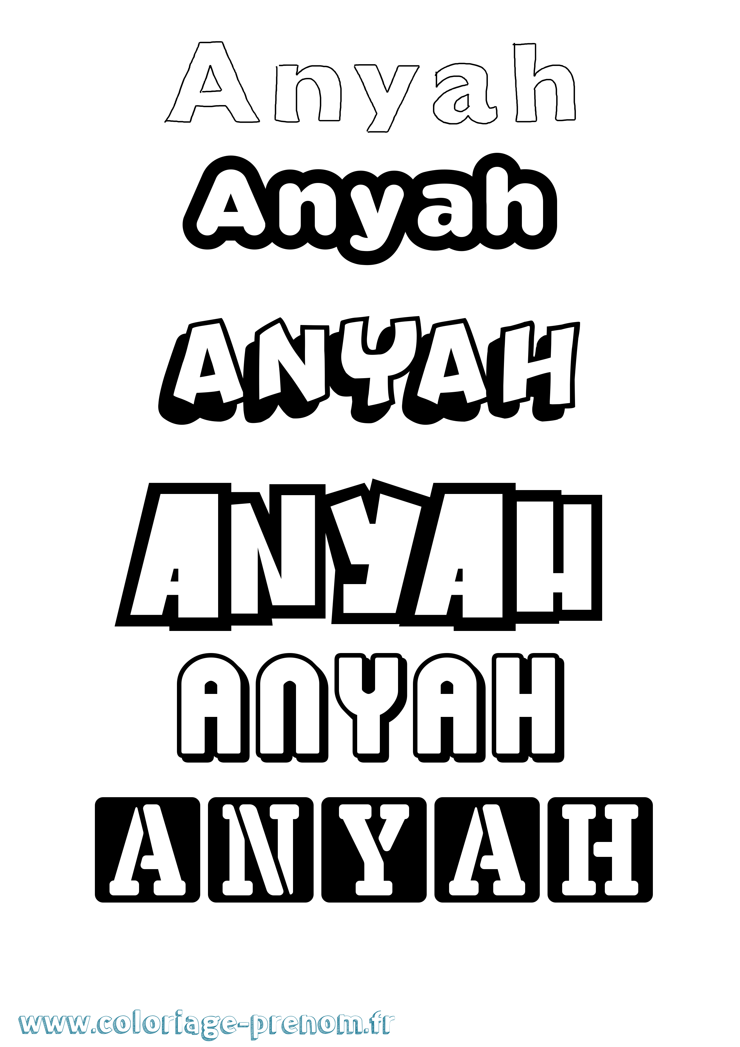 Coloriage Anyah Simple Coloriage prénom Anyah Simple