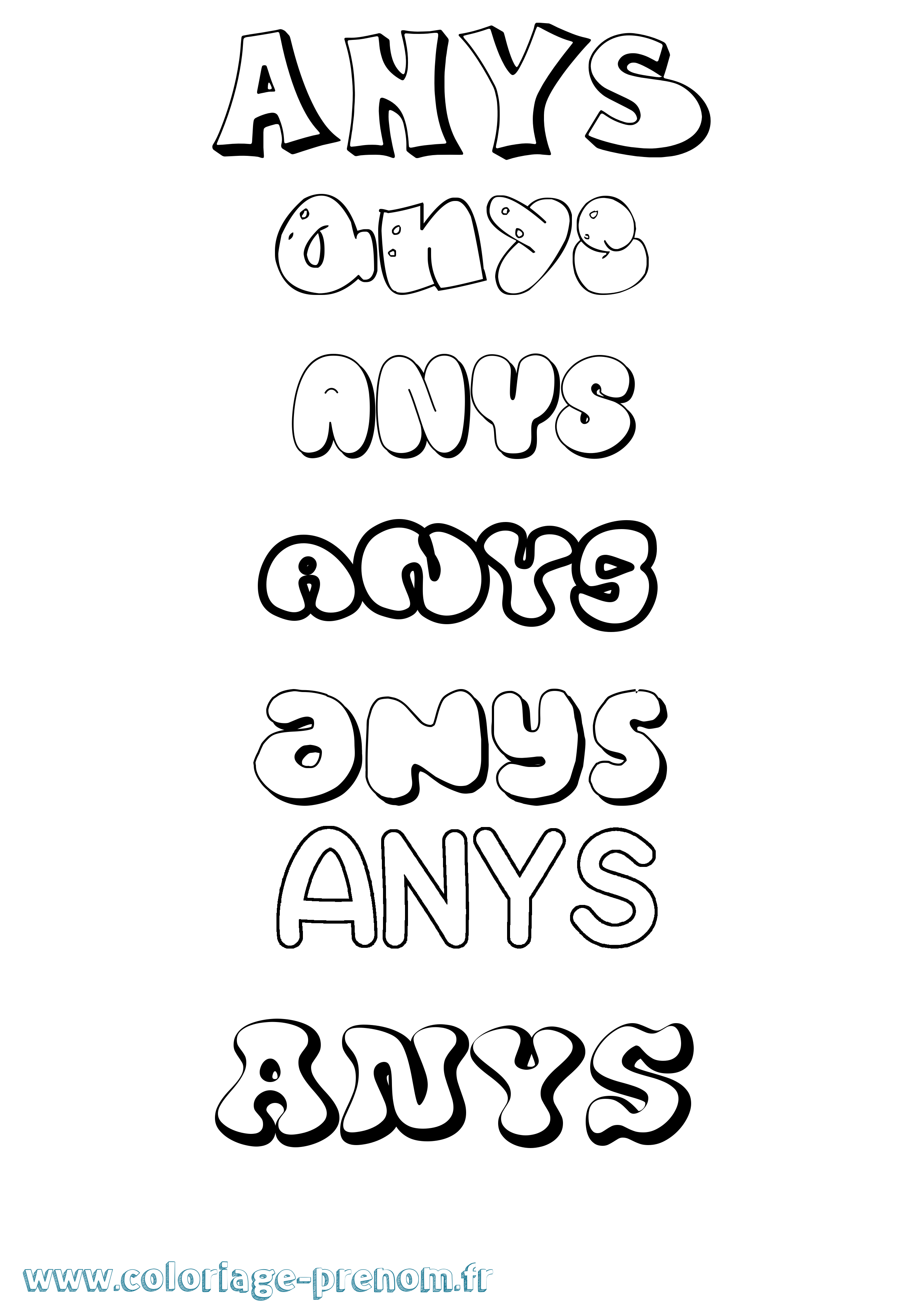 Coloriage Anys Bubble Coloriage prénom Anys Bubble